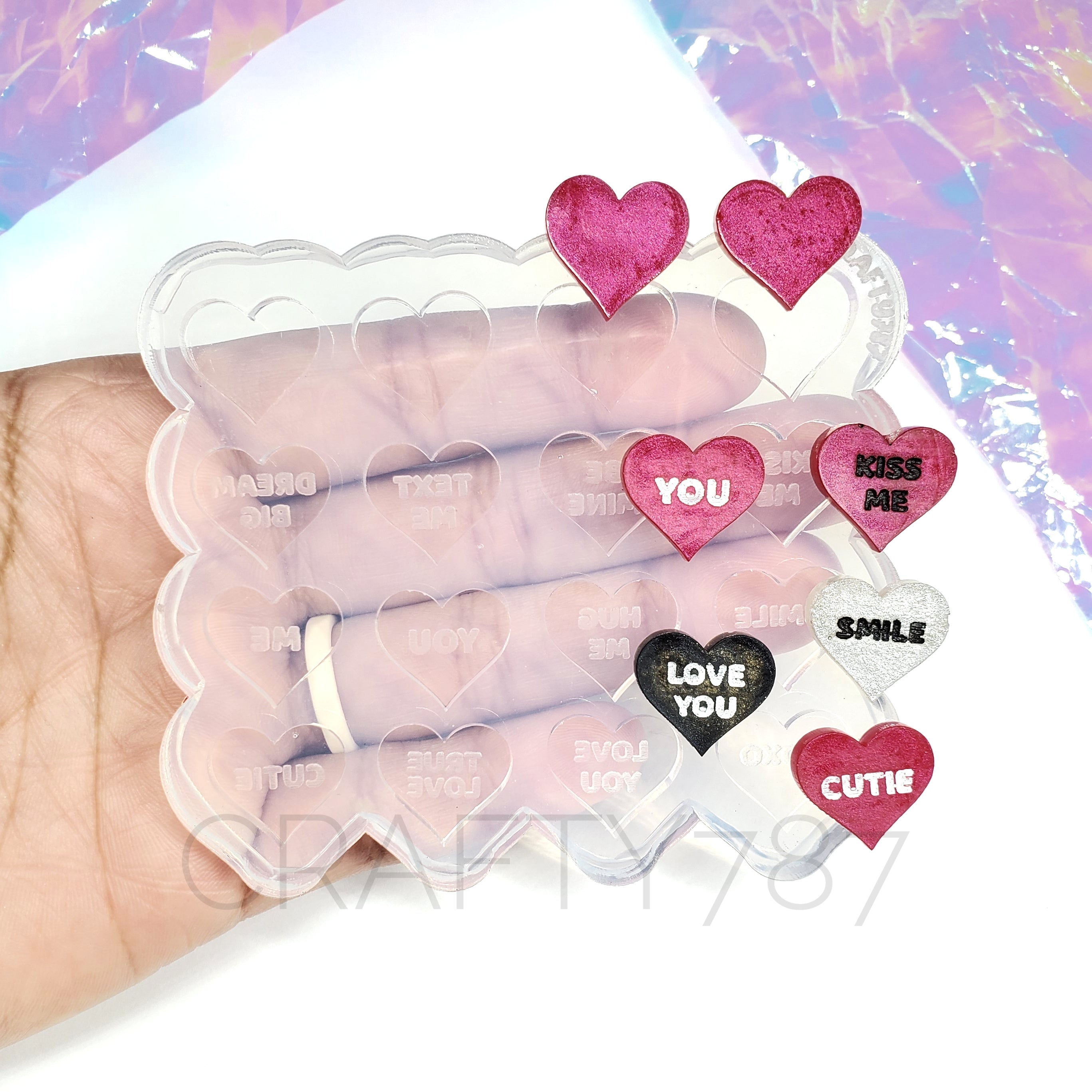 Heart Candy Studs Silicone Mold Palette 8 Pairs Valentine (D4)