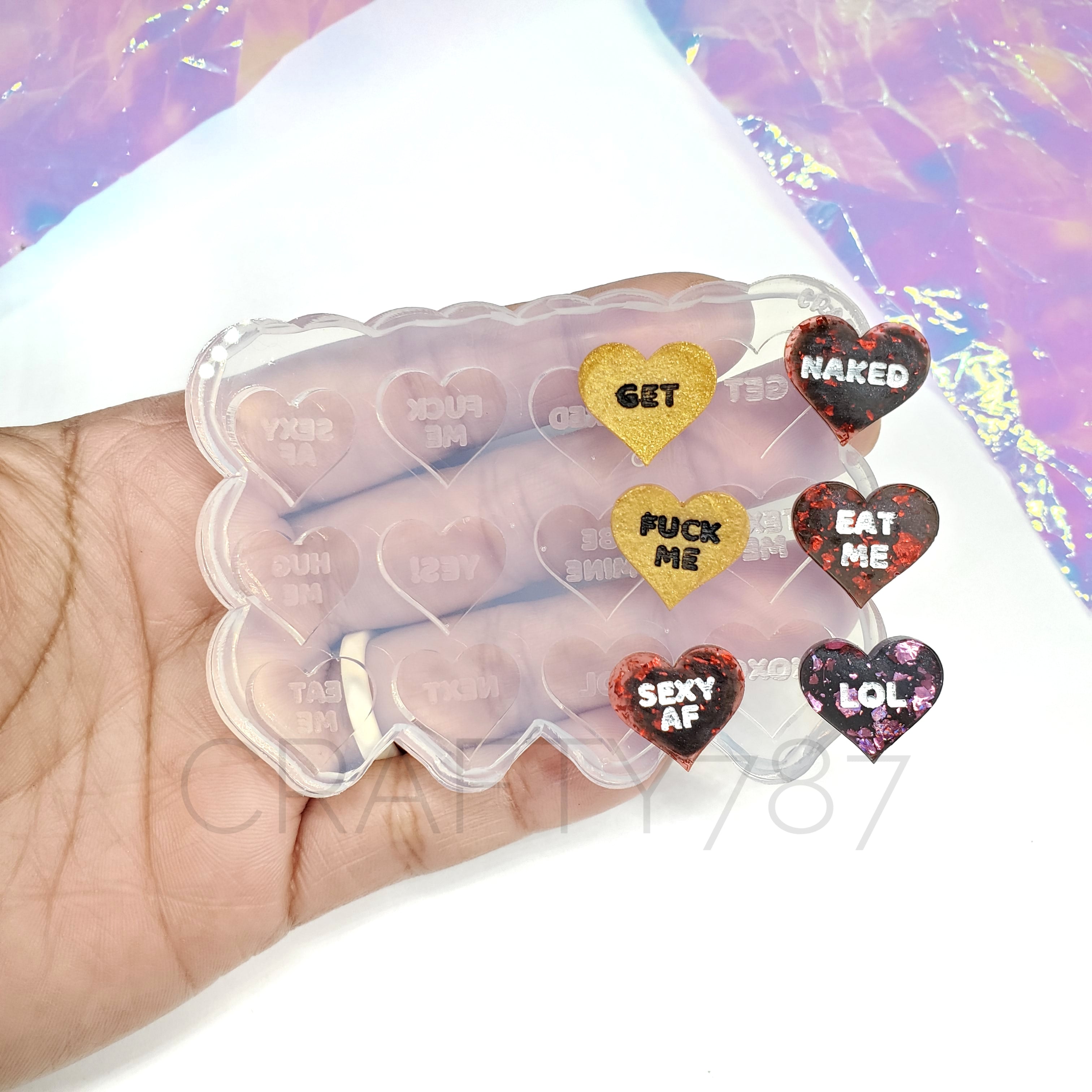 Sexy Heart Candy Studs Silicone Mold Pallet 6 pairs (D4)