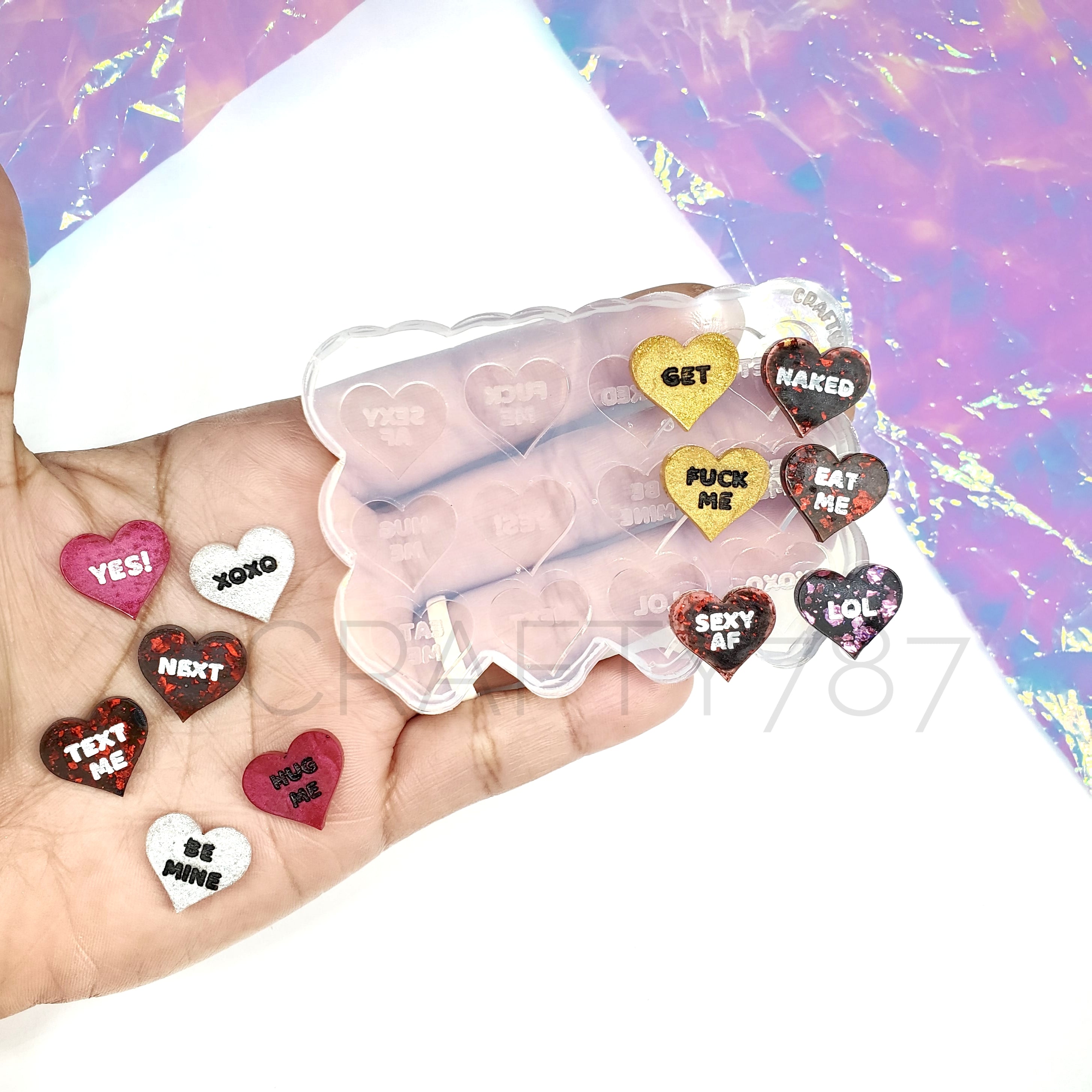 Sexy Heart Candy Studs Silicone Mold Pallet 6 pairs (D4)