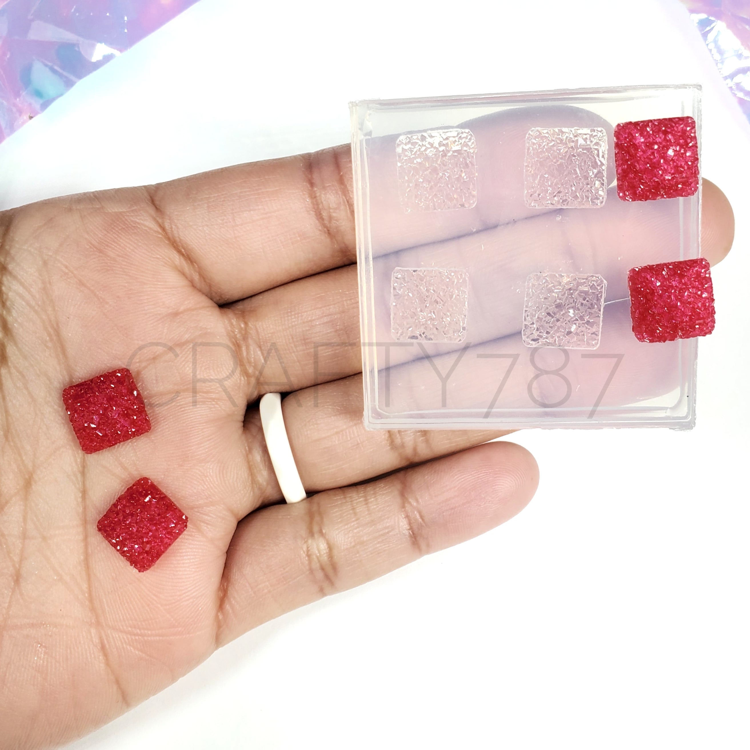 Round Edge Square Druzy 10mm Earring Silicone Mold Silicone Mold (B3)