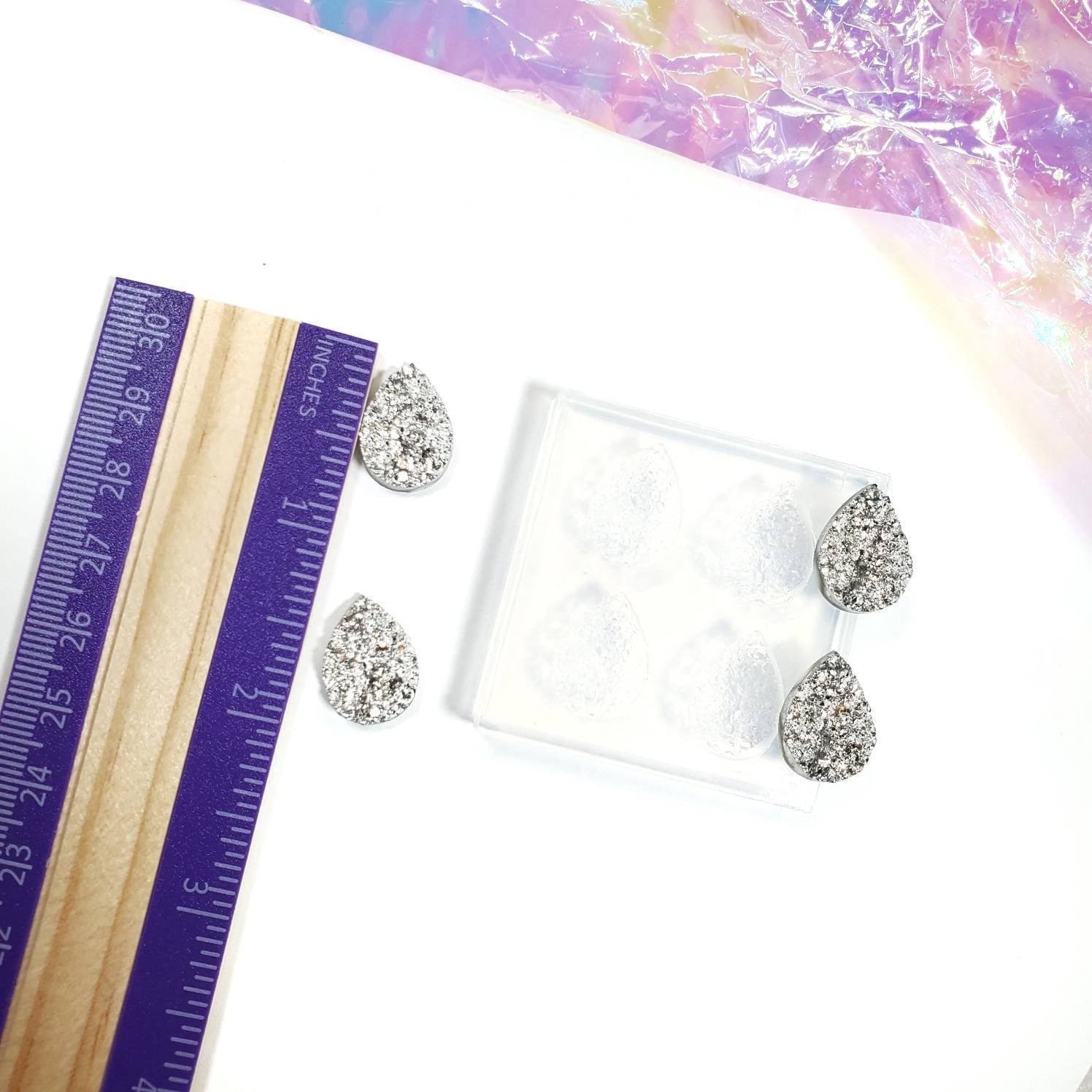 Tear Drop Druzy 13mmx18mm Silicone Mold 2 pairs(B3)