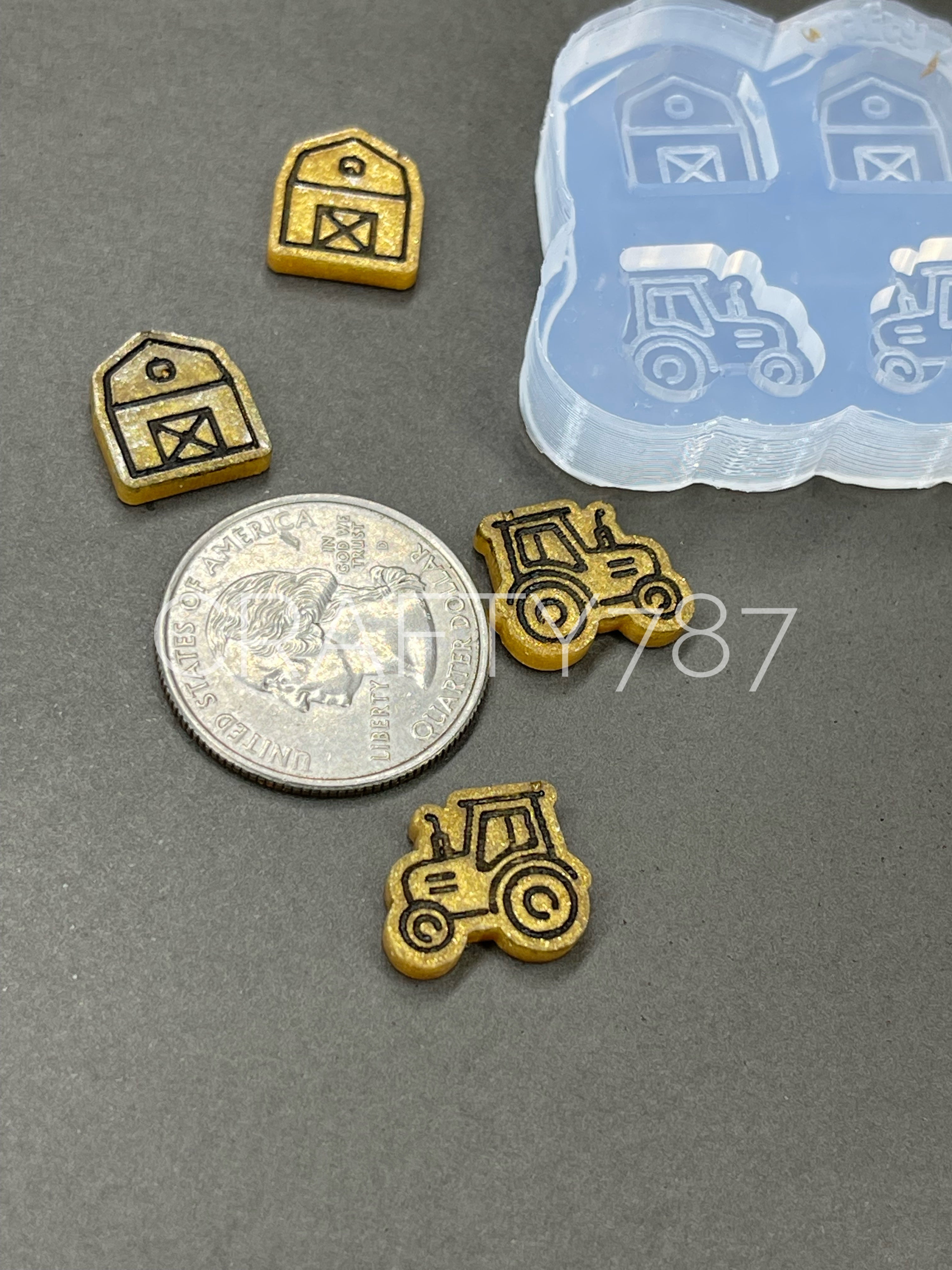 Farm & Tractor Stud Earring Silicone Mold (B13)