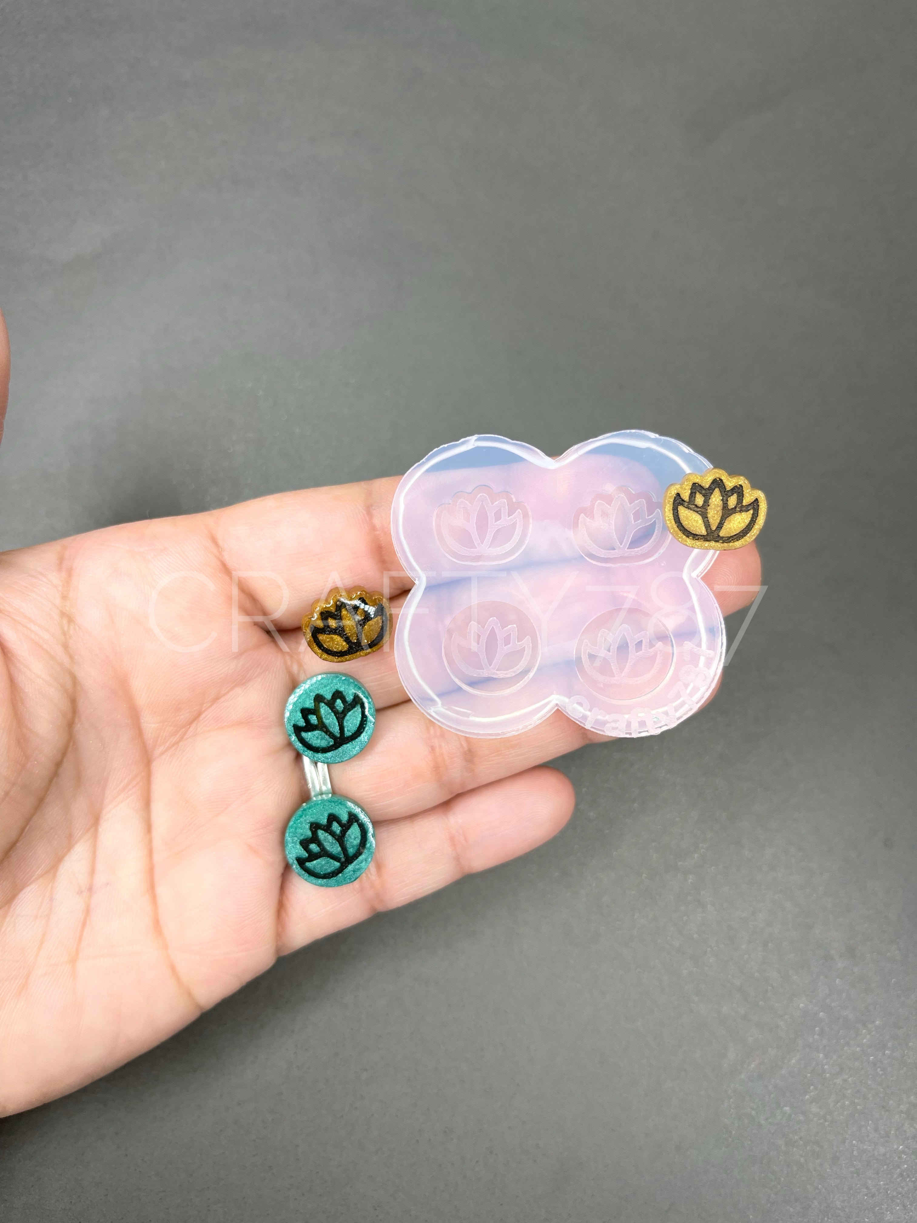 Lotus Stud Earring Silicone Mold (A12)