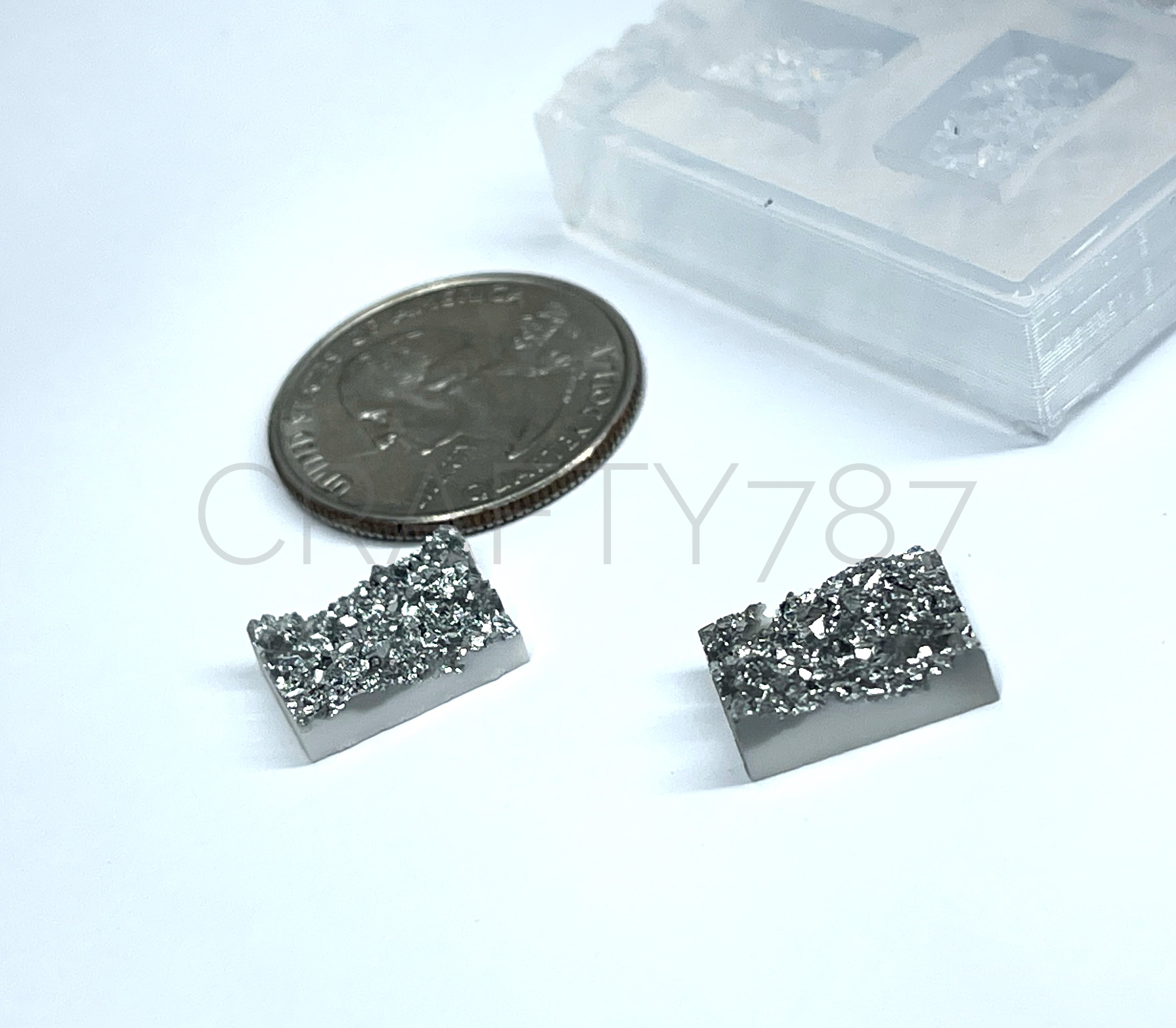 Rectangular Druzy Earring Stud Silicone Mold 10mm x 14mm( B10)
