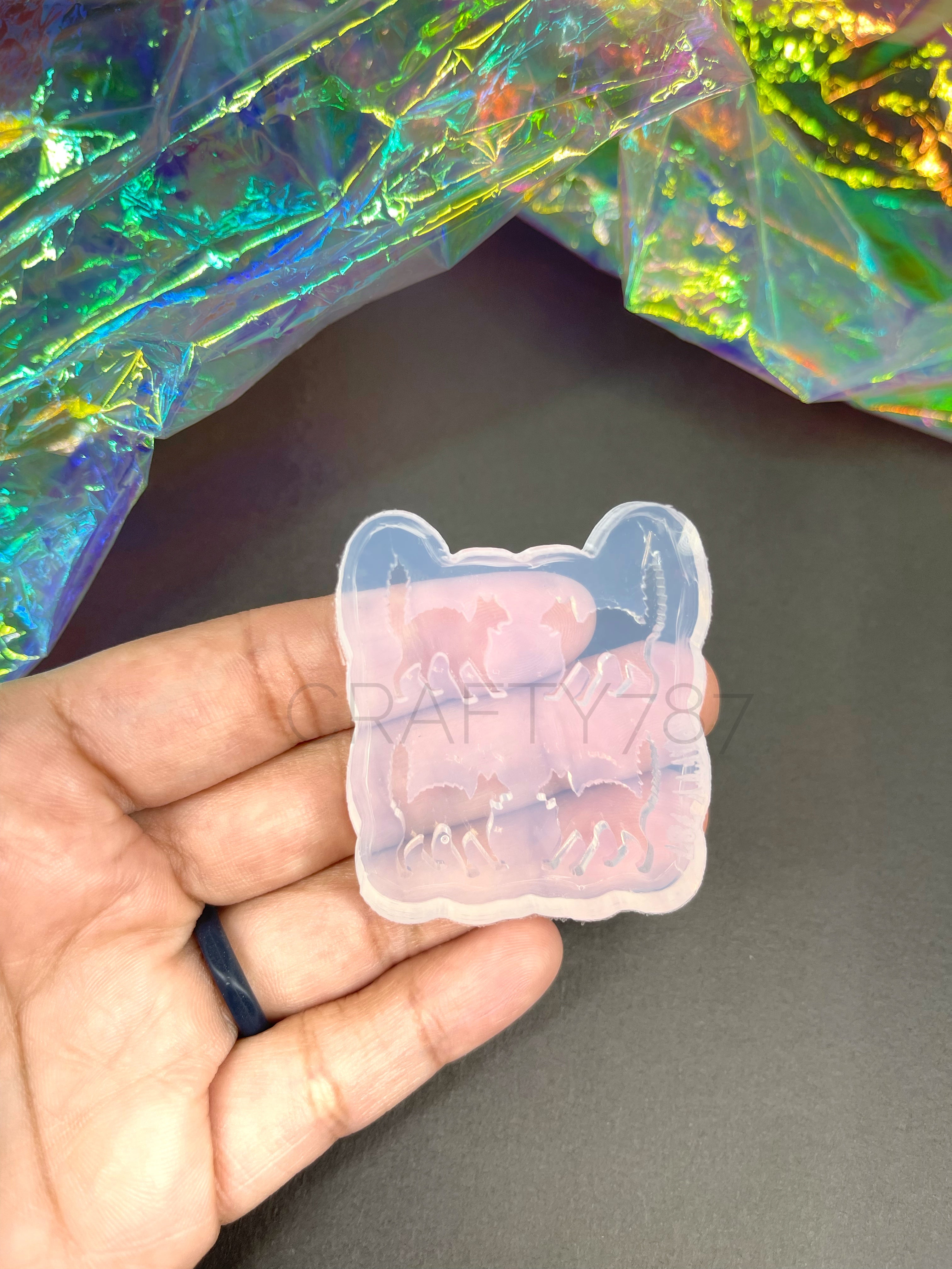 Scared Cat 2 Stud Earring Mid Size Silicone Mold (A8)