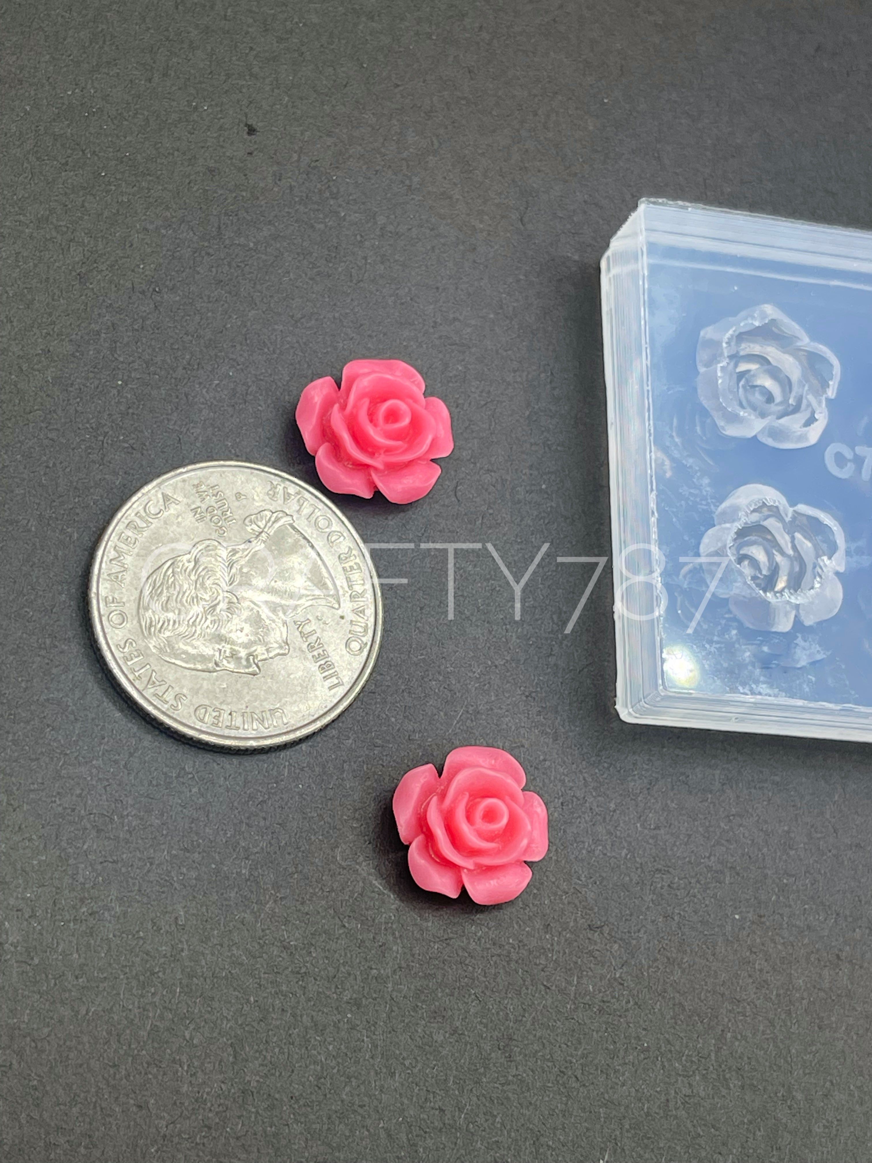 Rose 2Pairs Stud Earring Silicone Mold