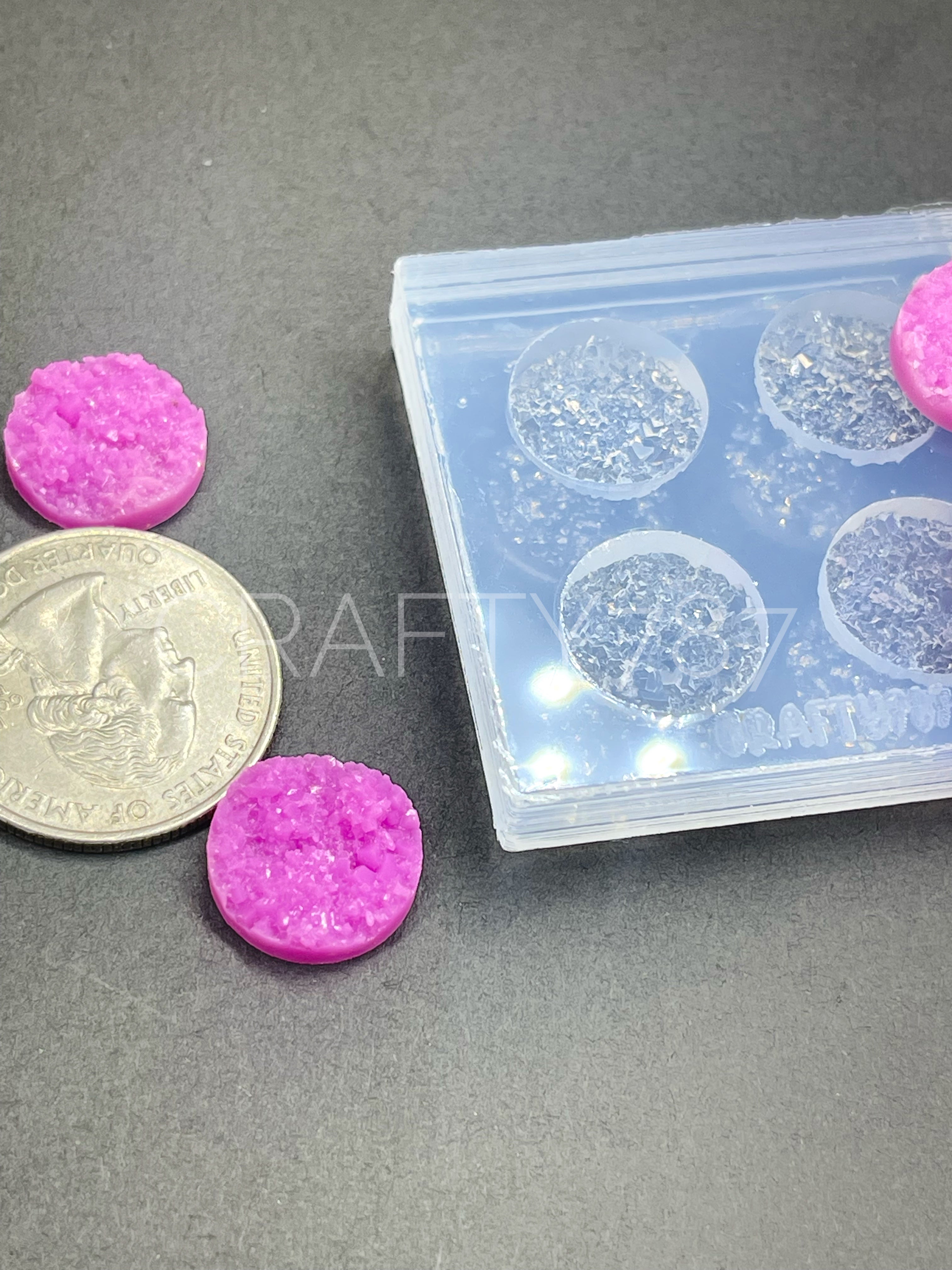 Druzy Circle 14mm Earring Silicone Mold (B5)