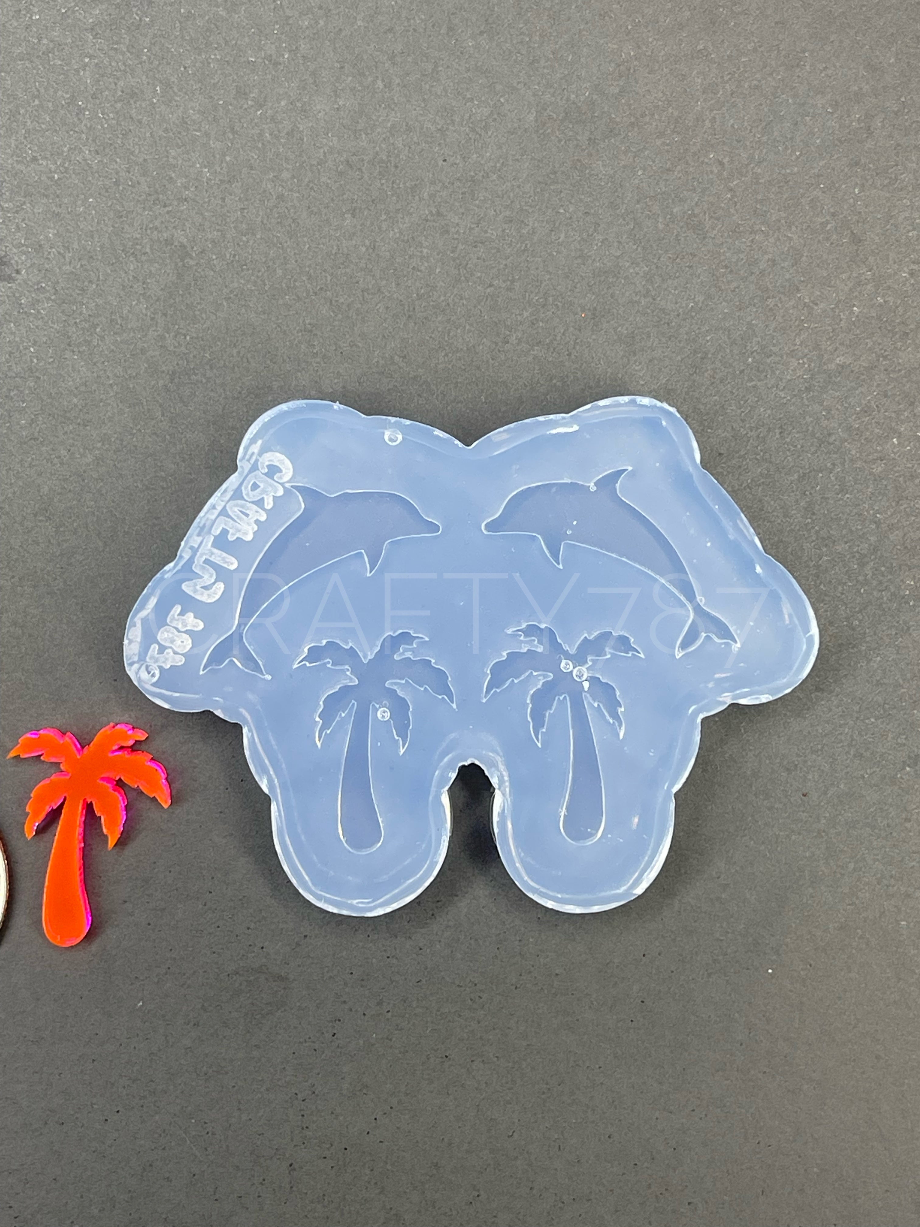 Dolphin & Palm Earring Silicone Mold, Summer Mold (A13)