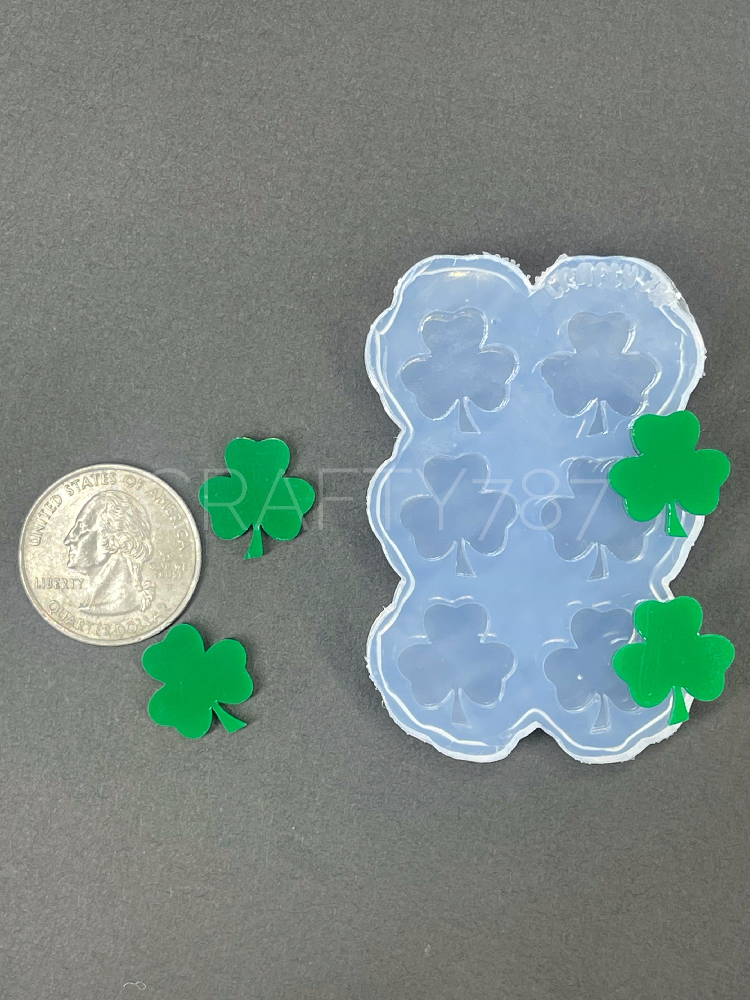 Three Leaf Shamrock  Stud Earring Silicone Mold (A2)