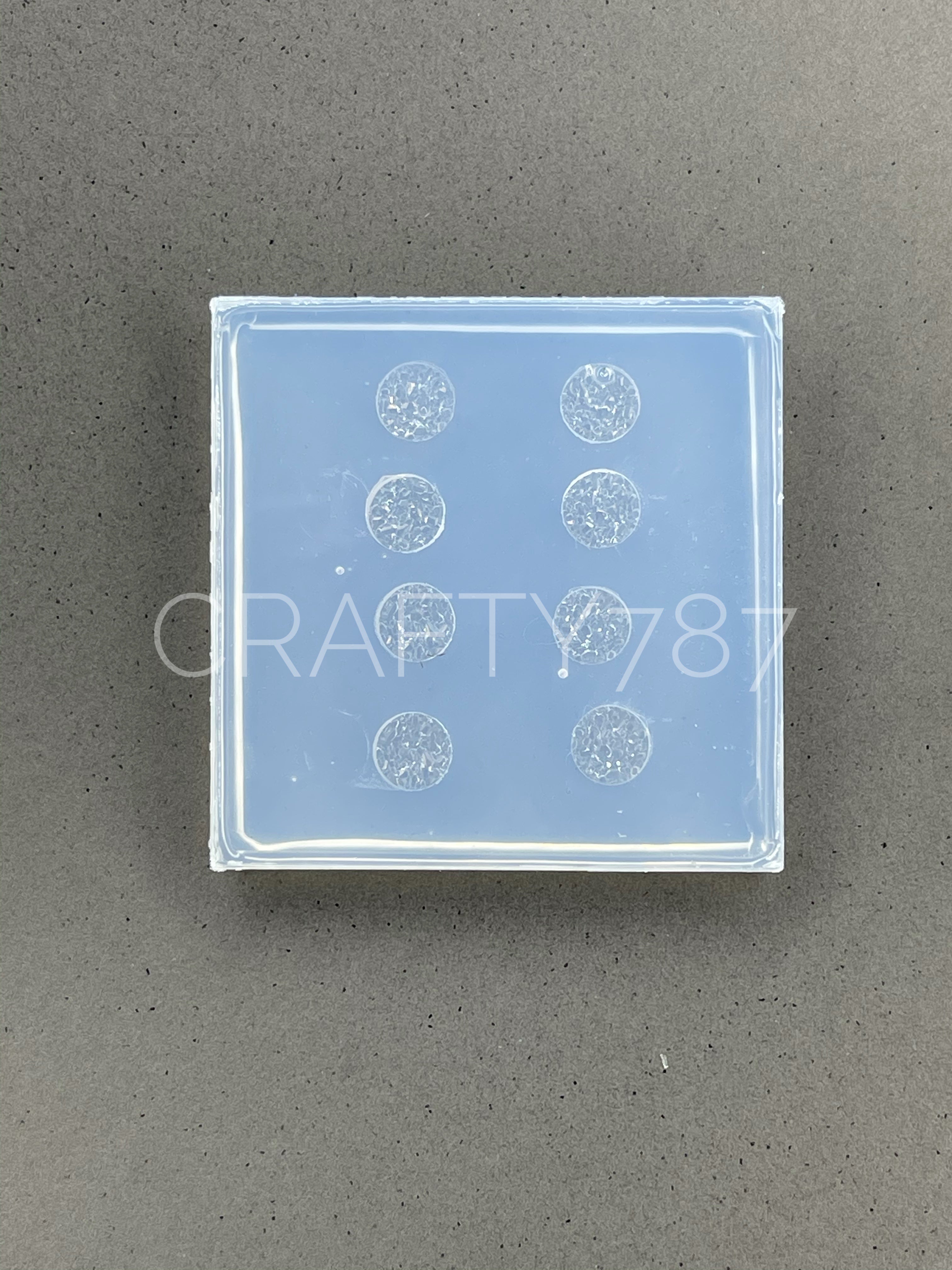 Circle 6mm Druzy Stud Earring Silicone Mold 4 Pairs(B10)