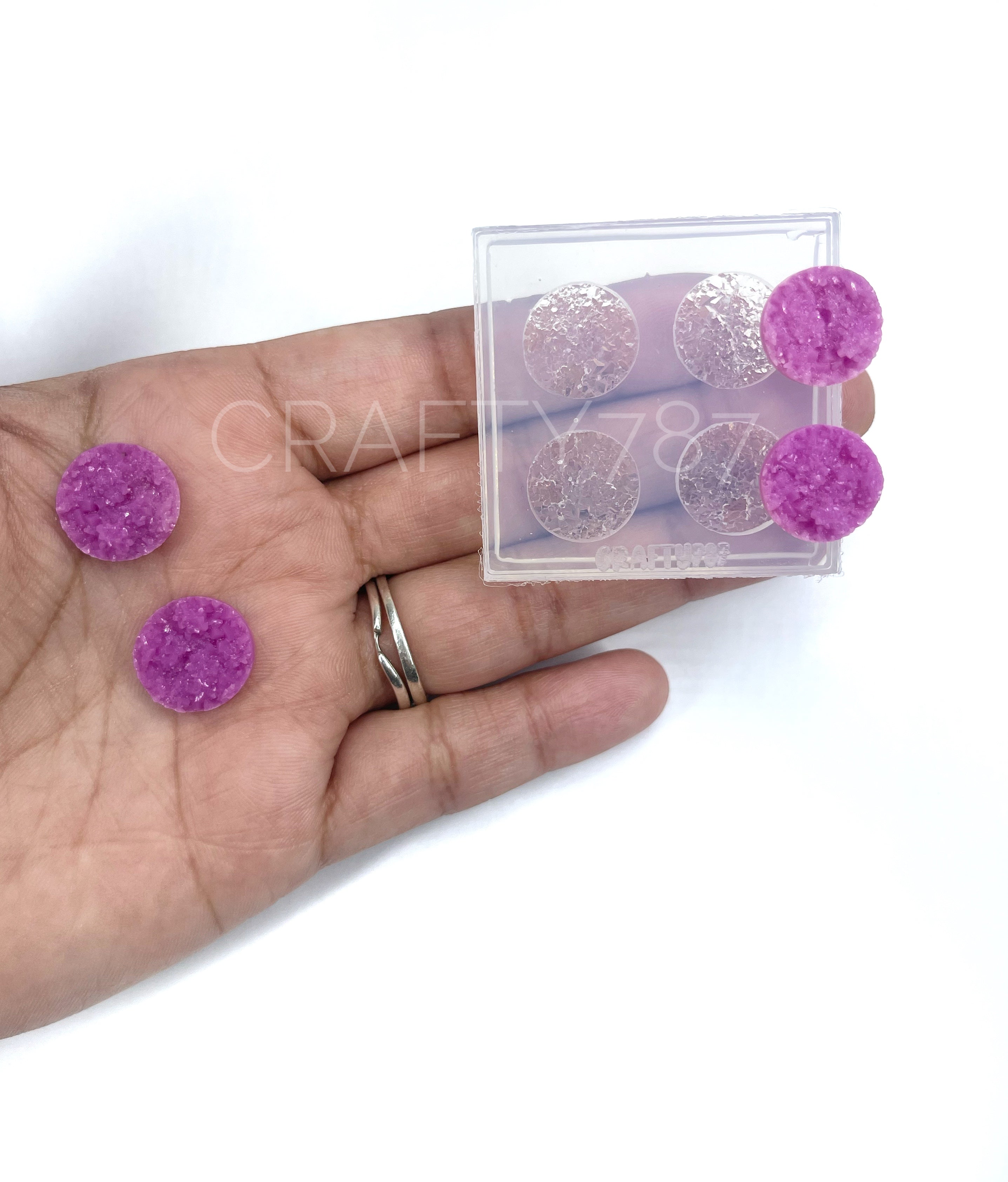 Druzy Circle 14mm Earring Silicone Mold (B5)