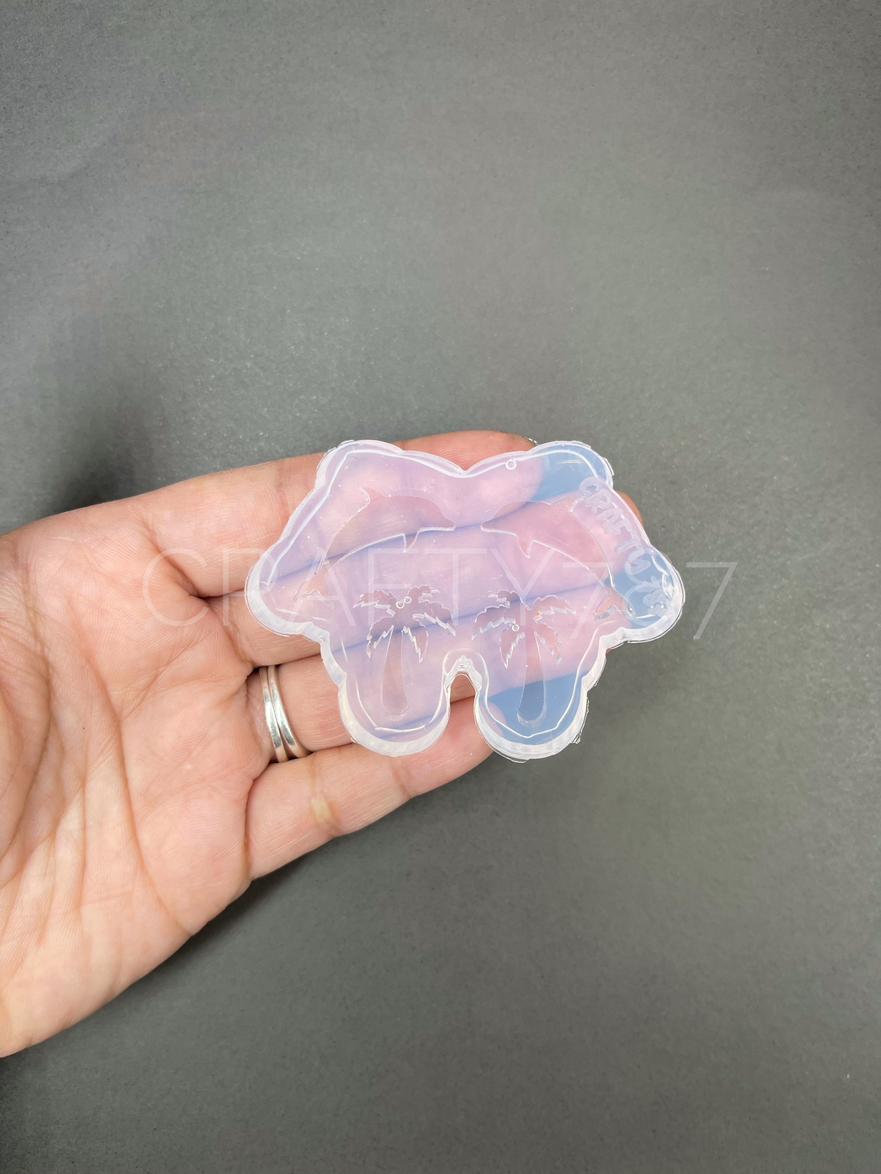 Dolphin & Palm Earring Silicone Mold, Summer Mold (A13)