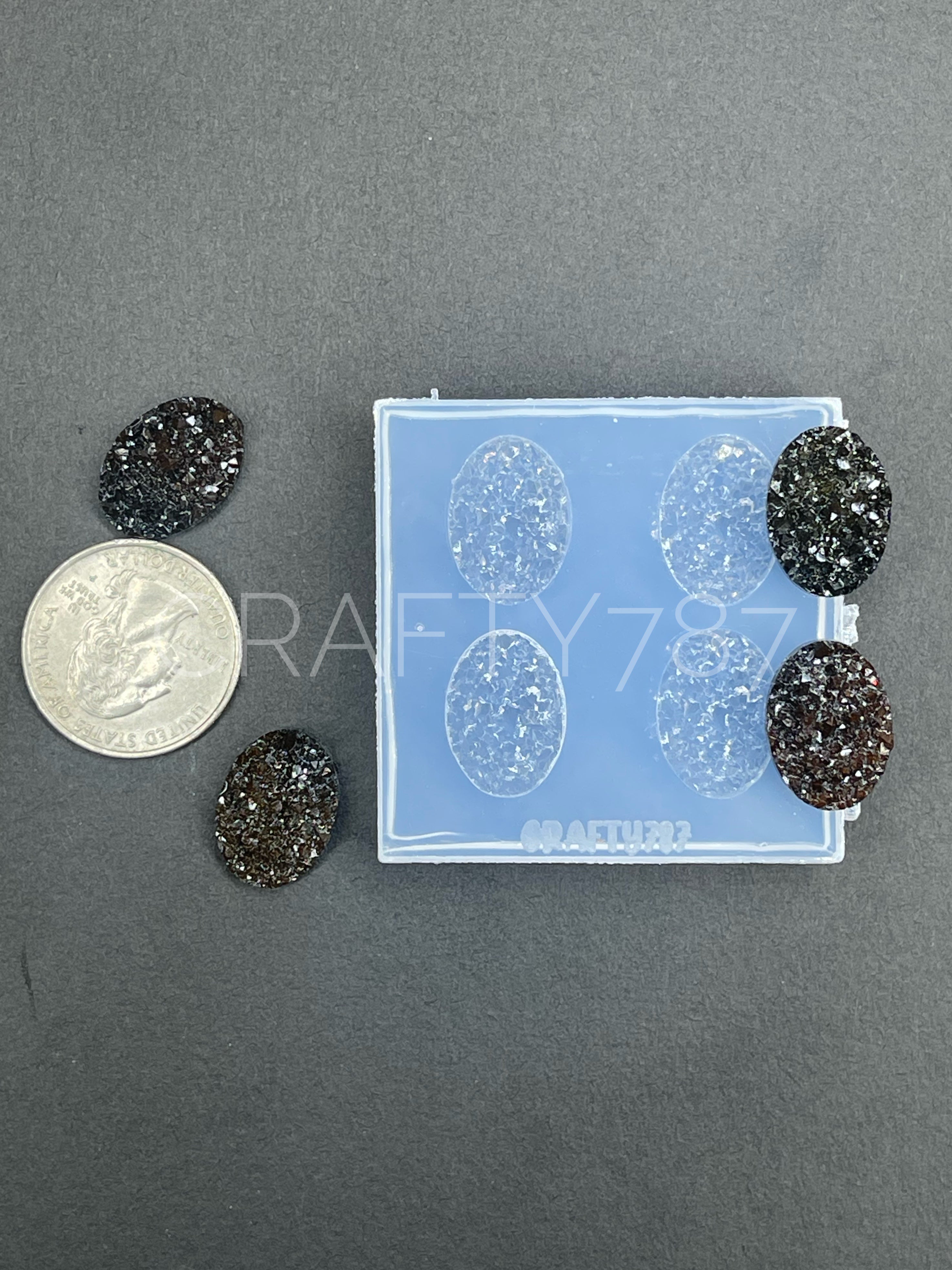 Oval Druzy Earring Silicone Mold