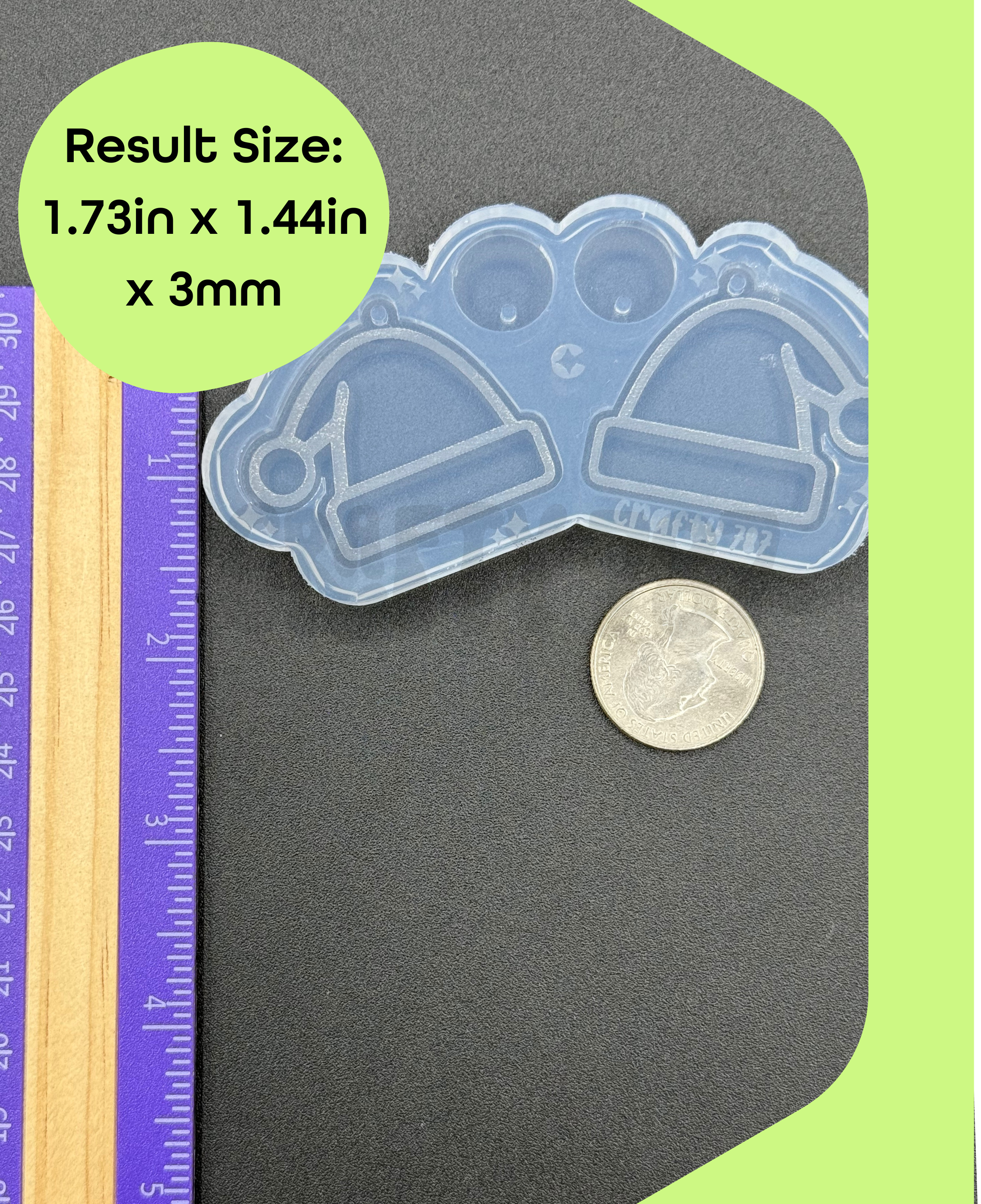 Santa Hat Dangle Earring Silicone Mold (D15)
