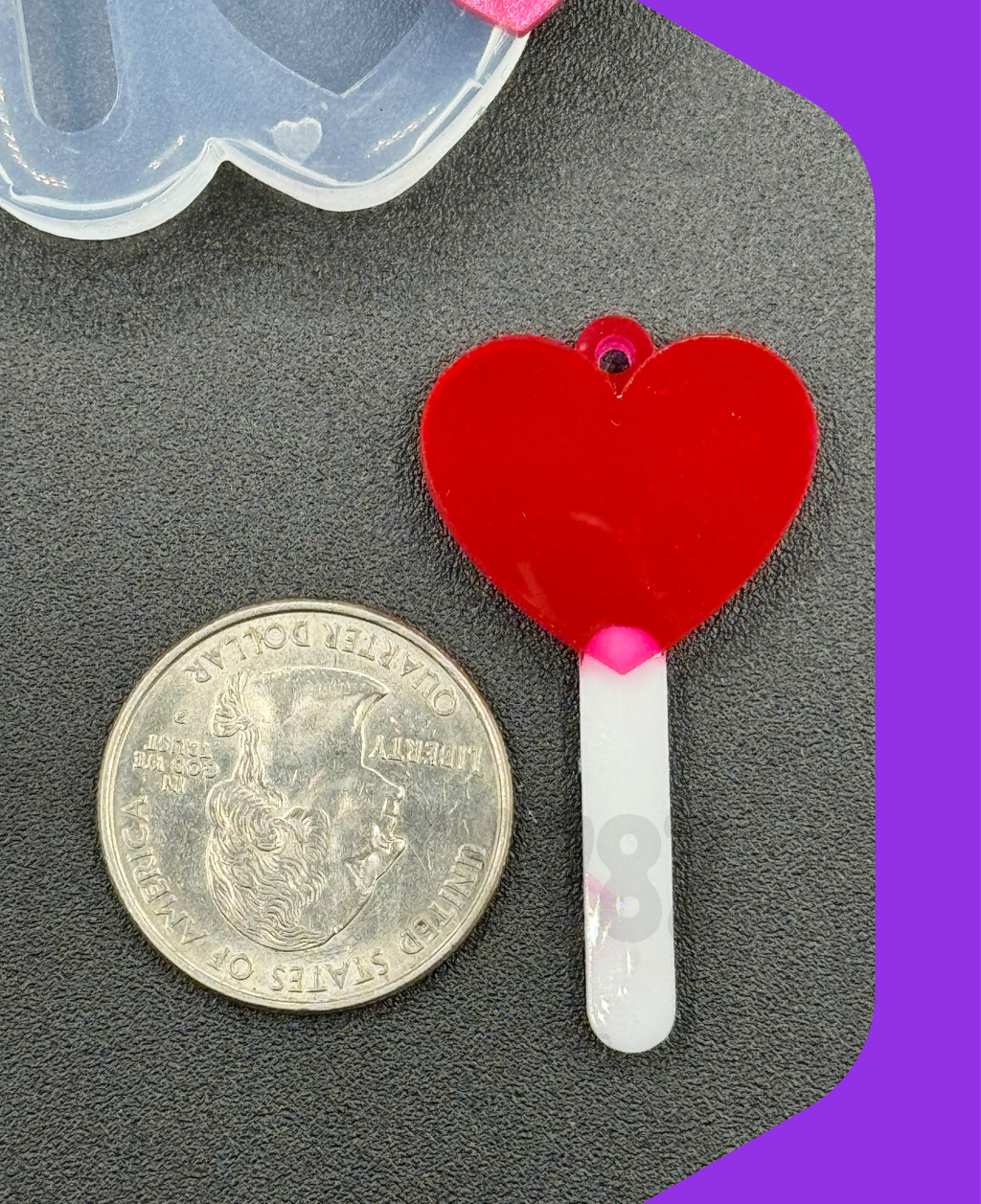 Heart Lollipop layers Dangle Earring Silicone Mold(C13)