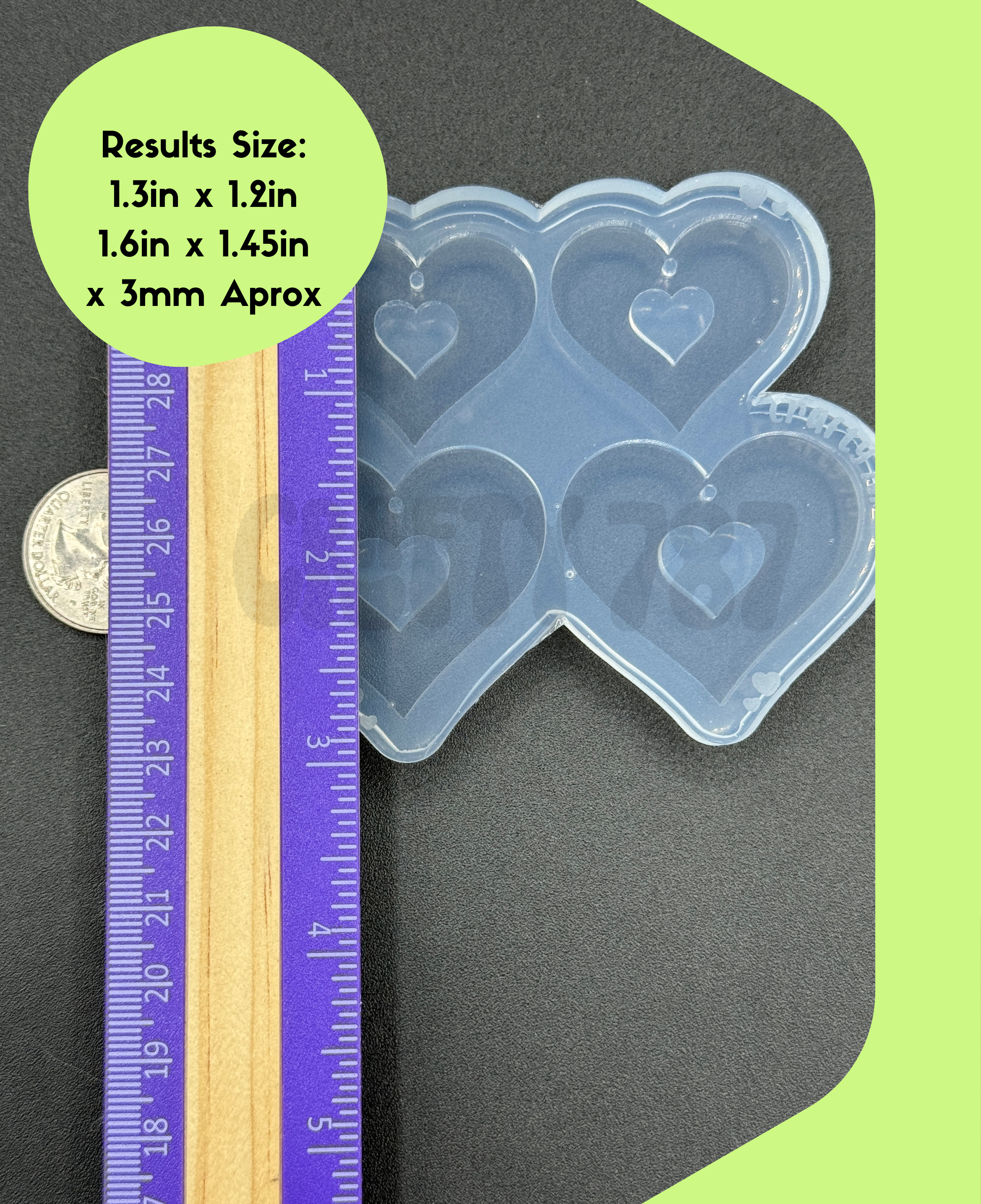 Heart Variety Size Dangle Earring Mold (C13)