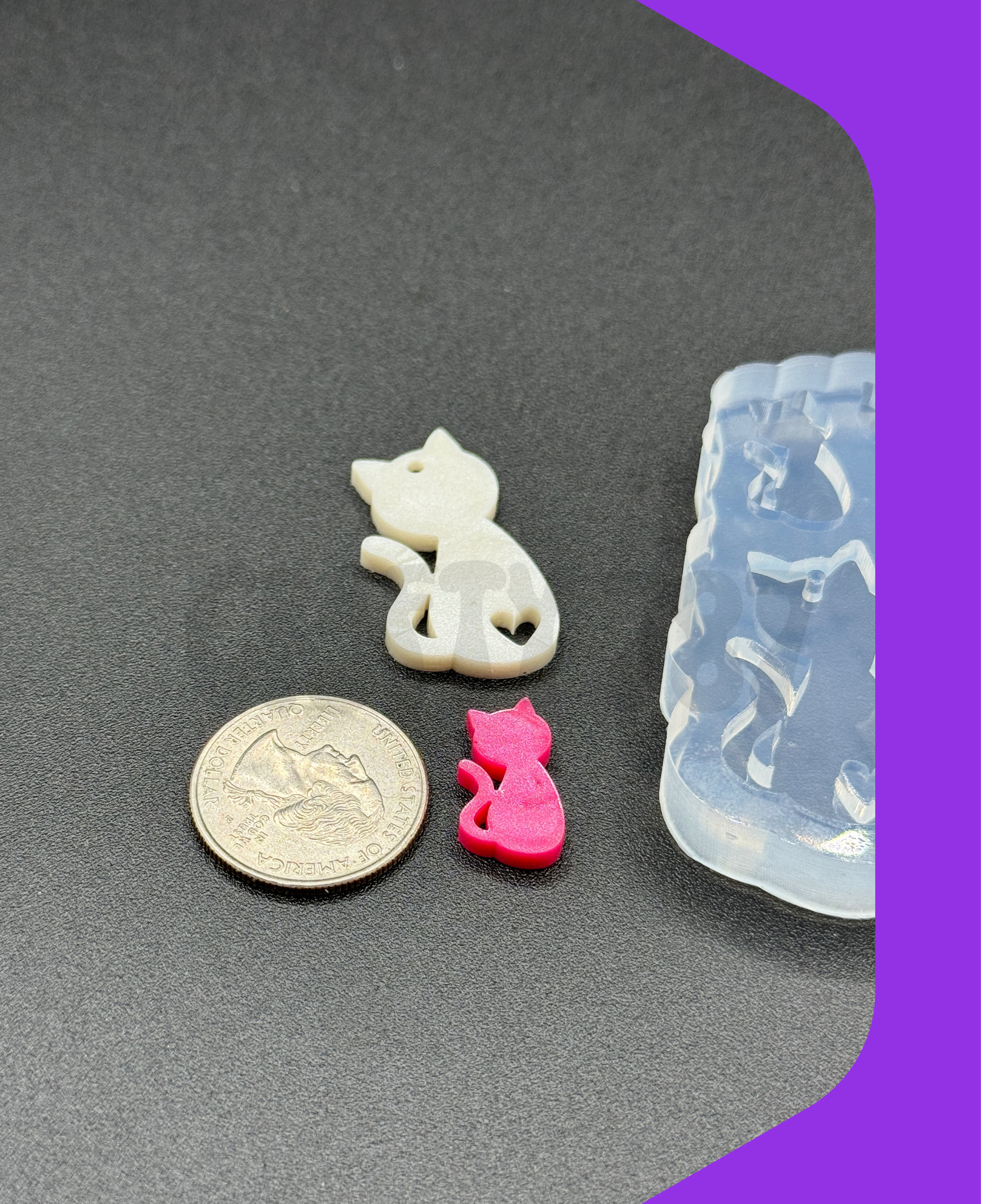 Cute Cat Dangle Earring Silicone Mold (C15)
