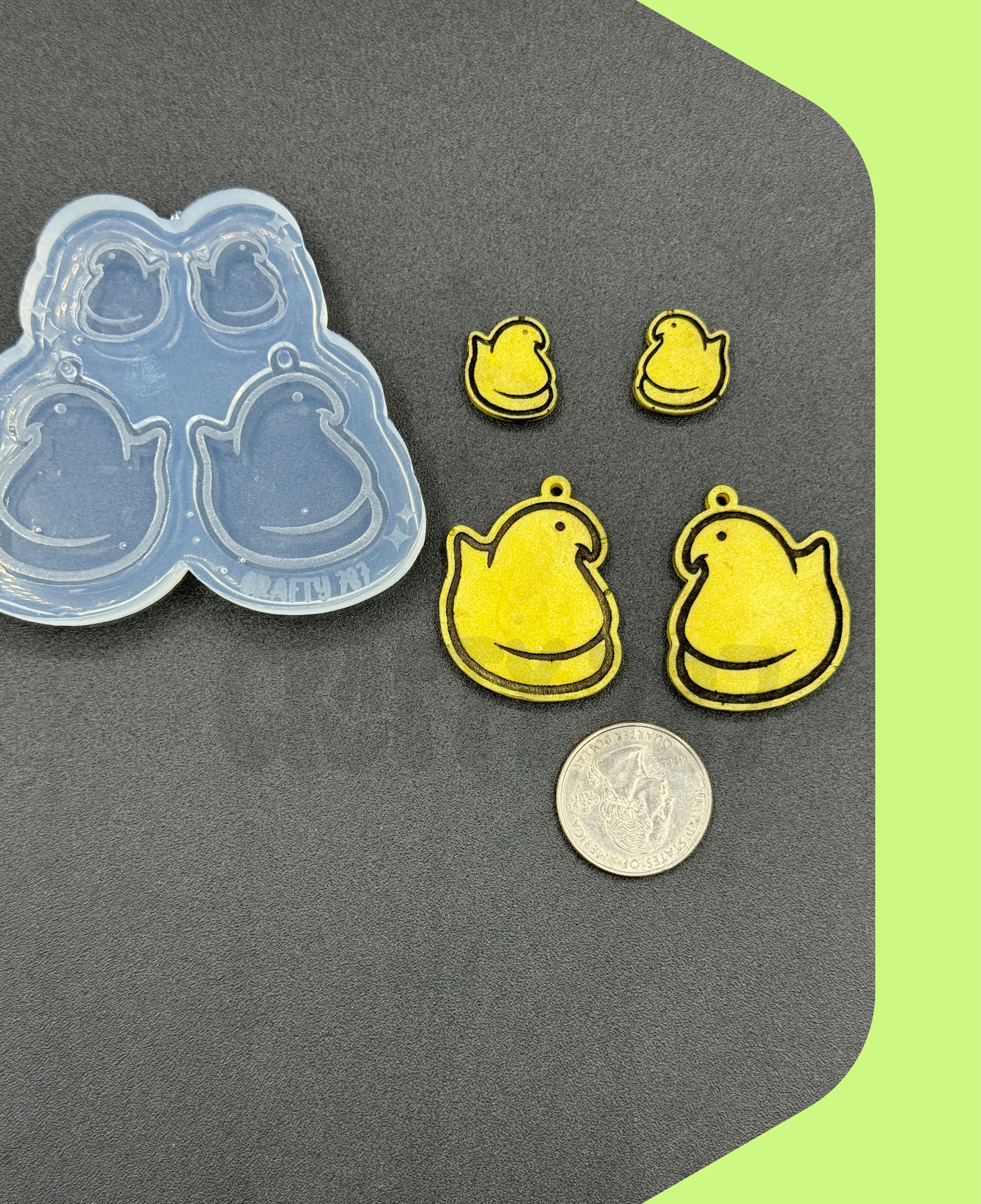 Peep Chick Dangle Earring Silicone Mold With Studs (C15)