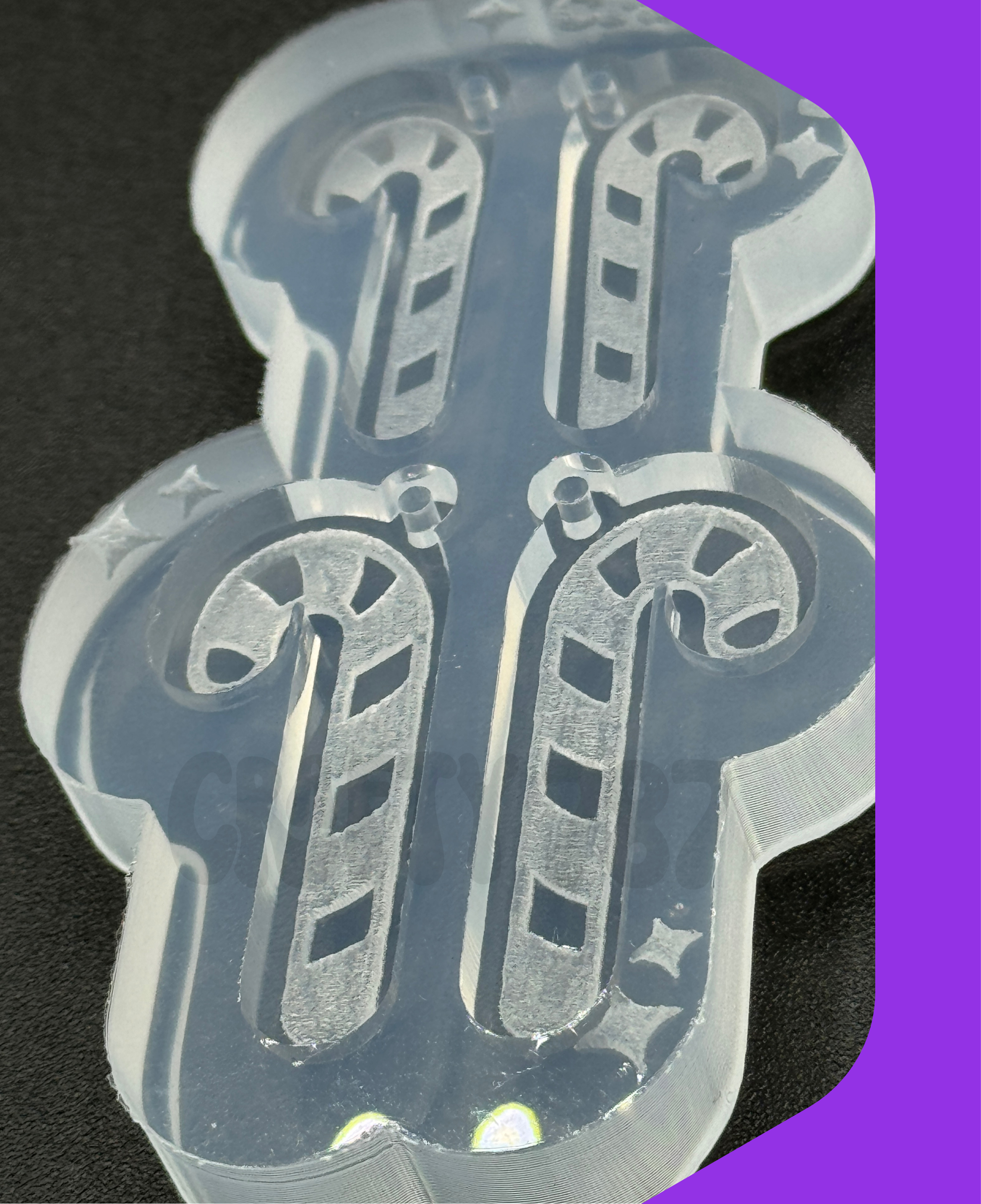 Candy Cane Dangle Earring Silicone Mold (small version) (C15)