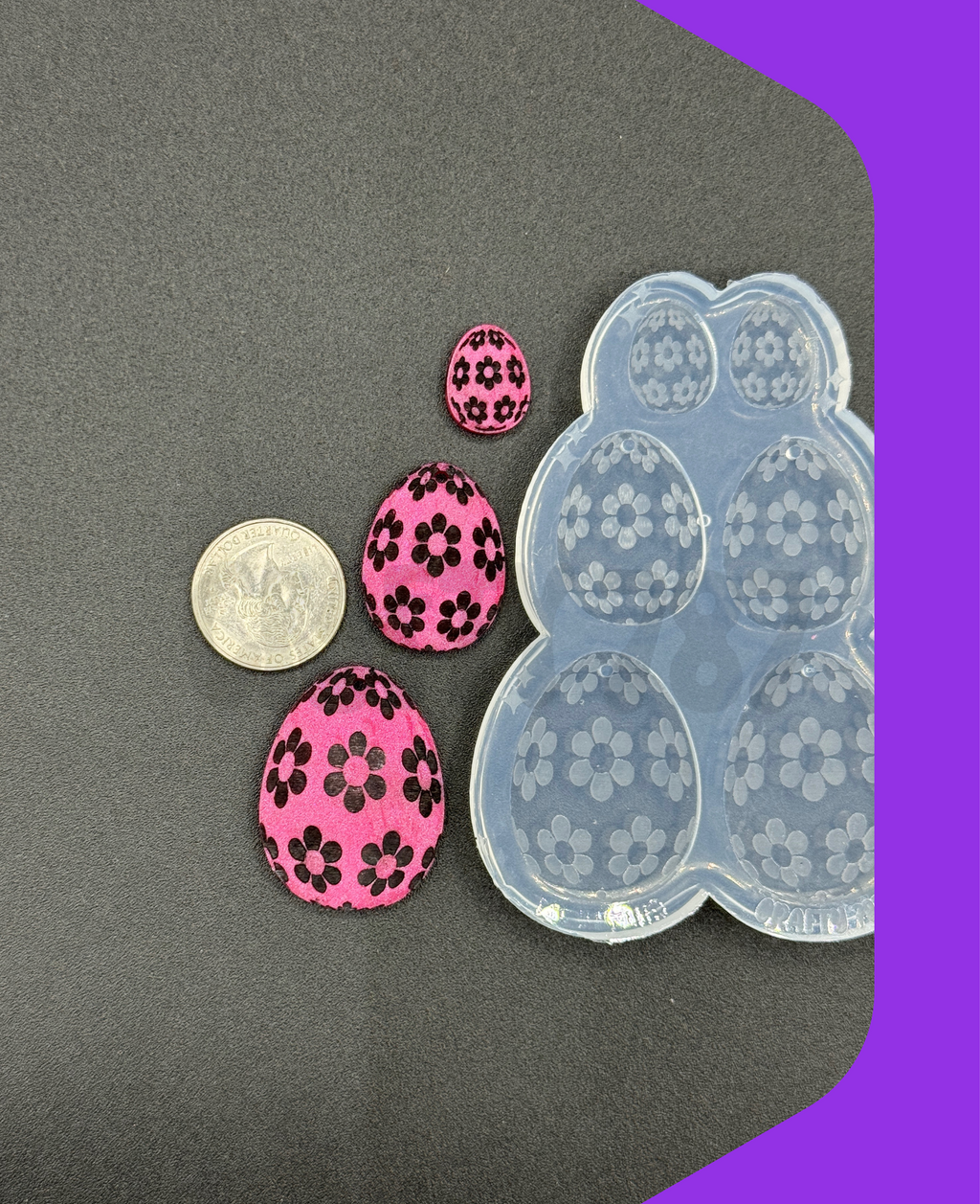 Egg Flower Dangle Earring Silicone Mold 2 version (D15)
