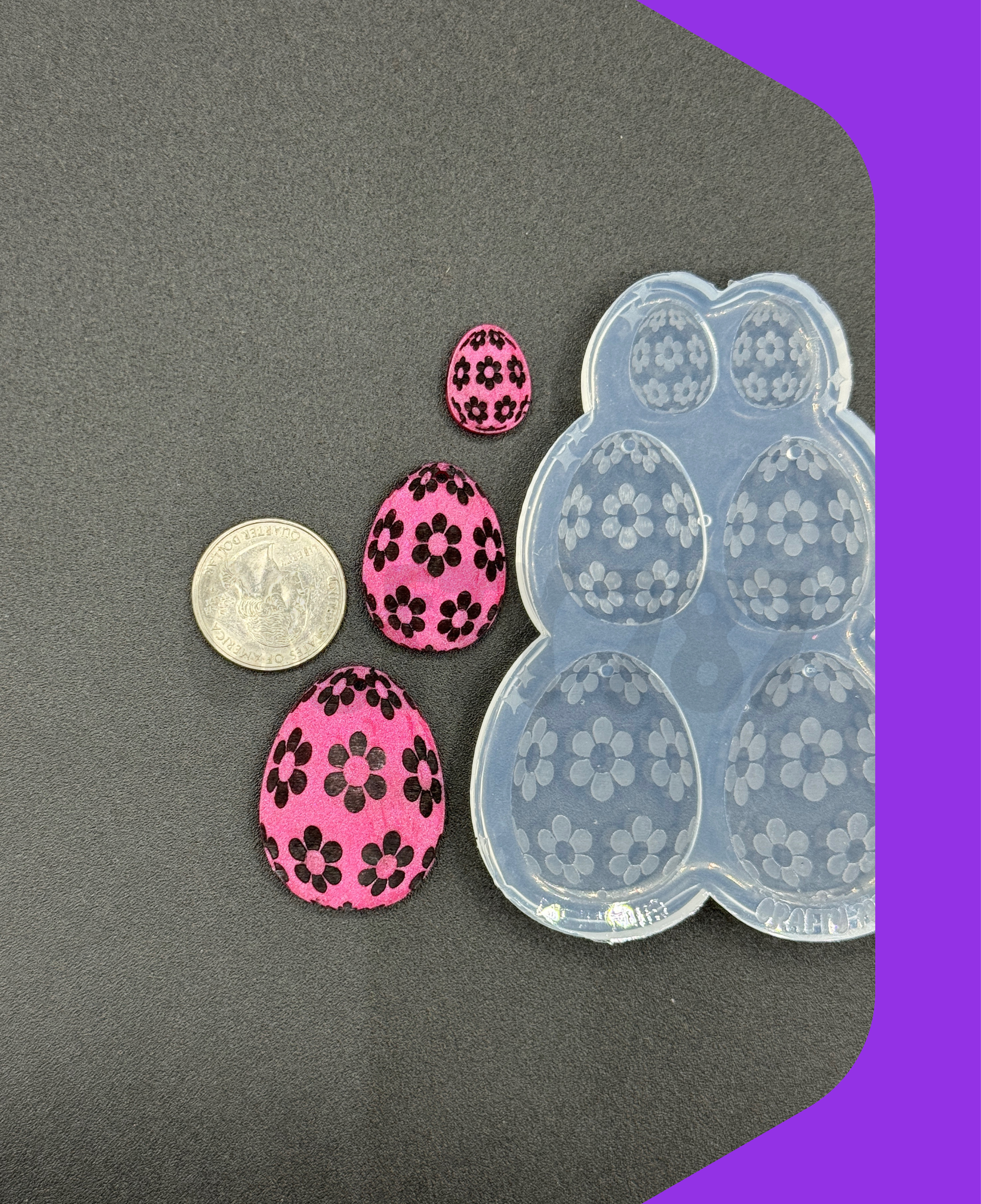 Egg Flower Dangle Earring Silicone Mold 2 version (D15)