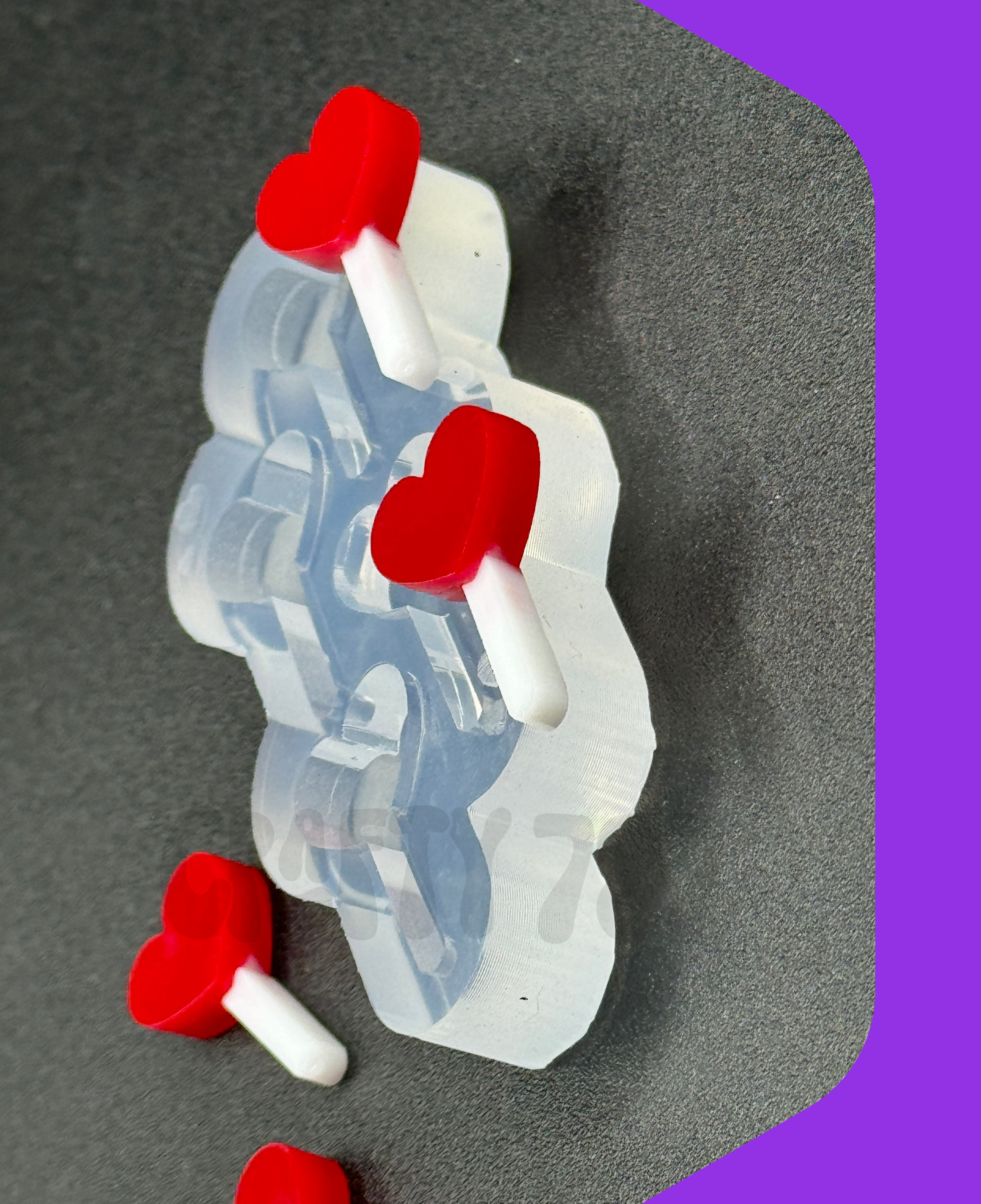 Heart Lollipop Stud Earring Layered Silicone Mold (A15)