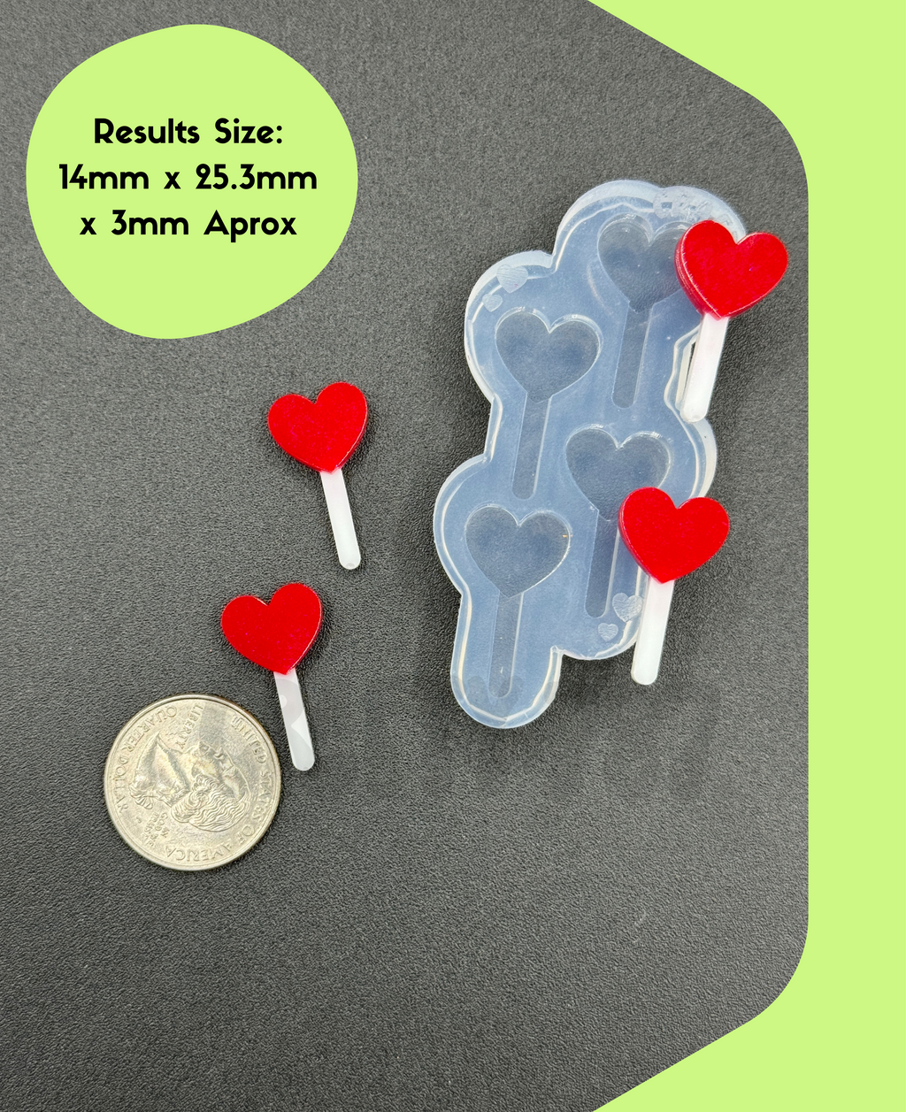 Heart Lollipop Stud Earring Layered Silicone Mold (A15)
