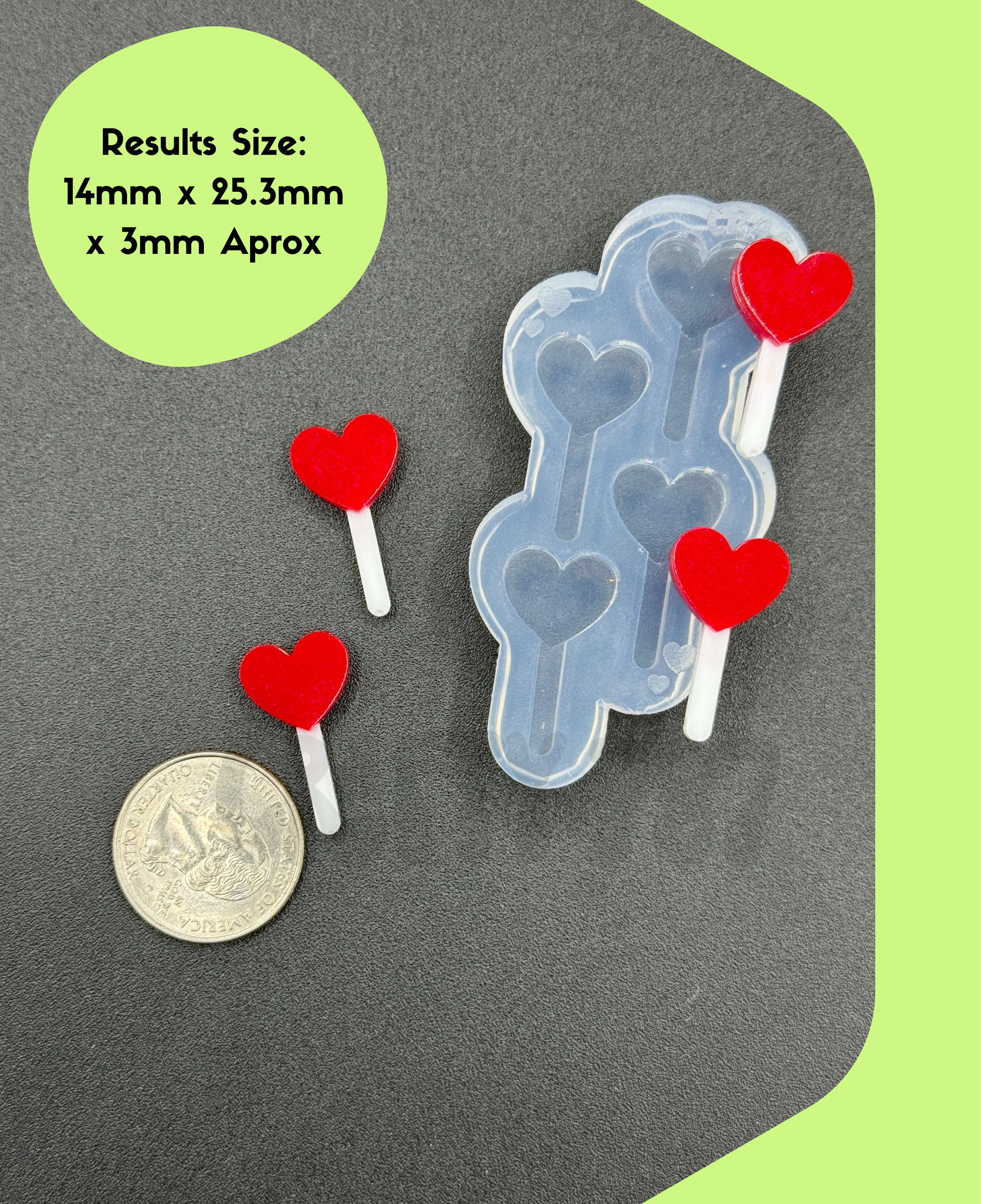 Heart Lollipop Stud Earring Layered Silicone Mold (A15)