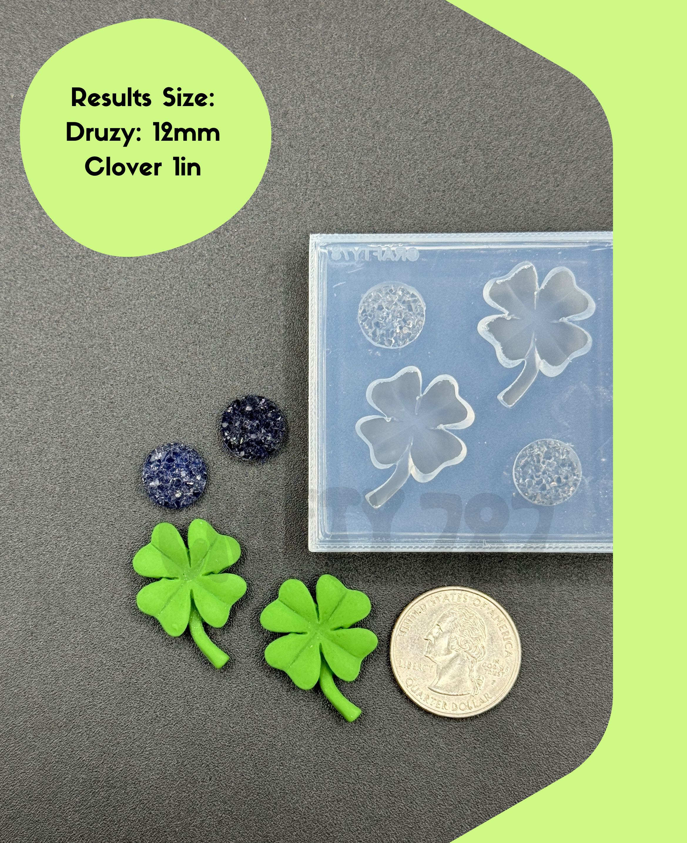 Clover with Druzy Silicone Mold (d15)