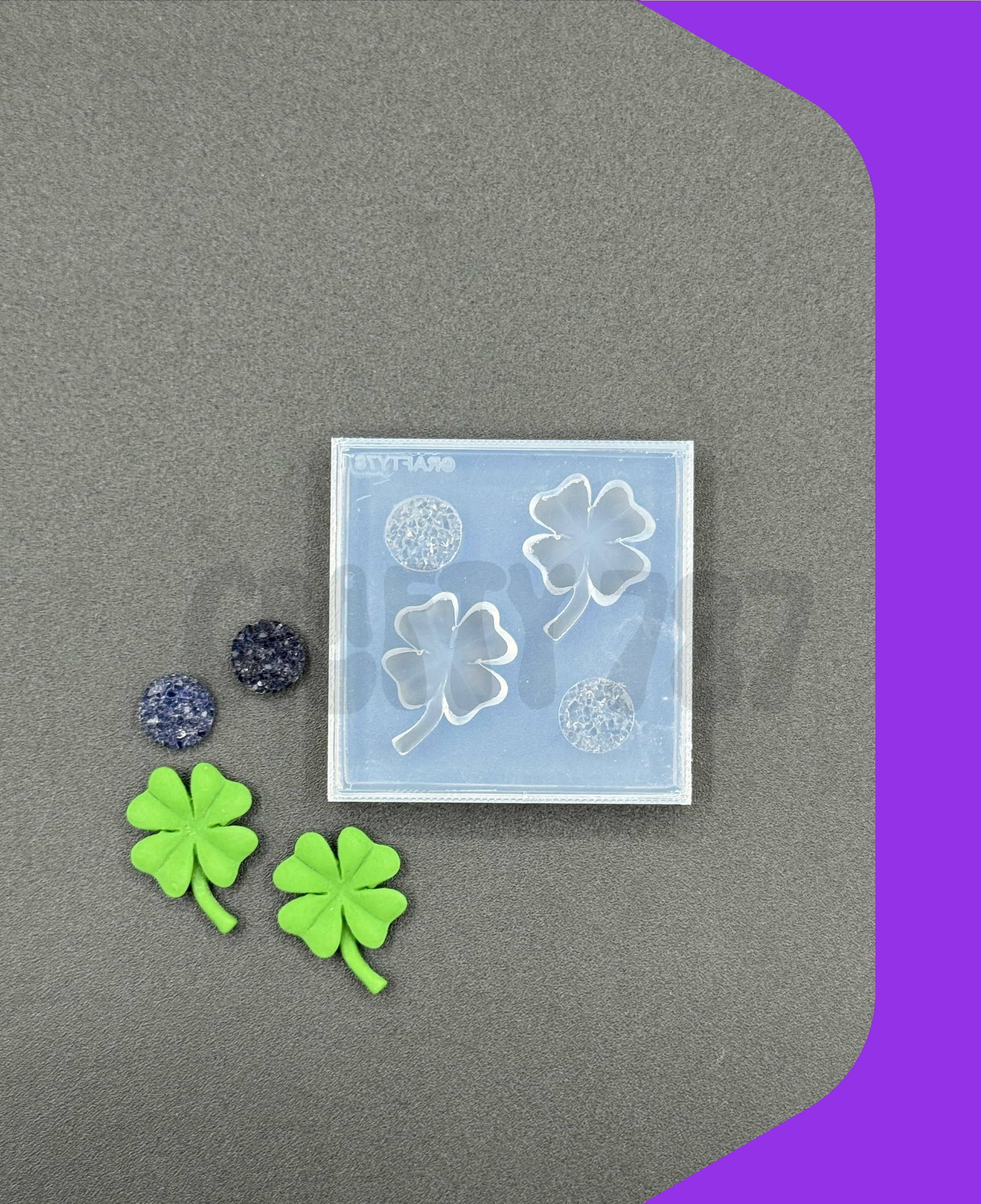 Clover with Druzy Silicone Mold (d15)