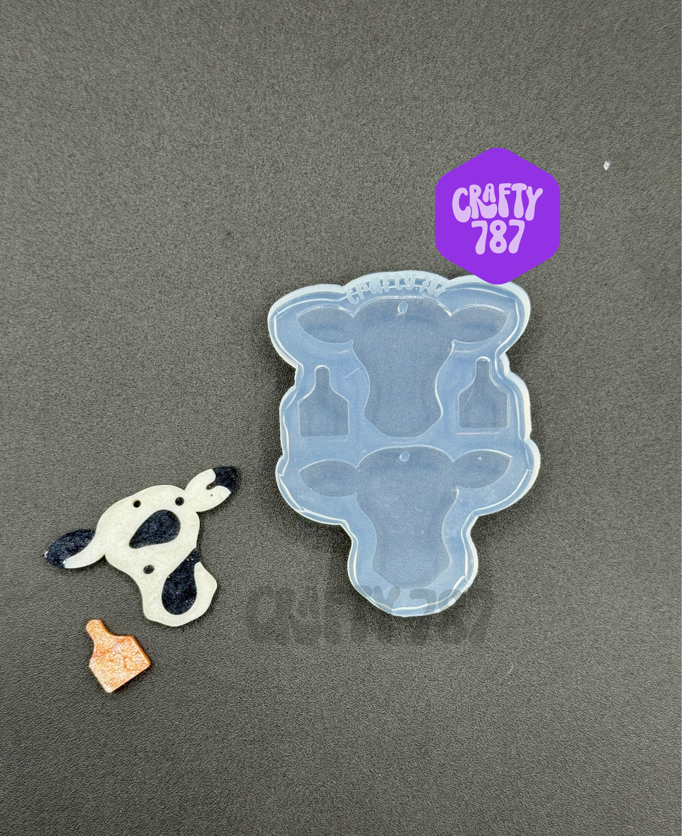 Cow Face Dangle Earring Silicone Mold With Cow Tag (C15)