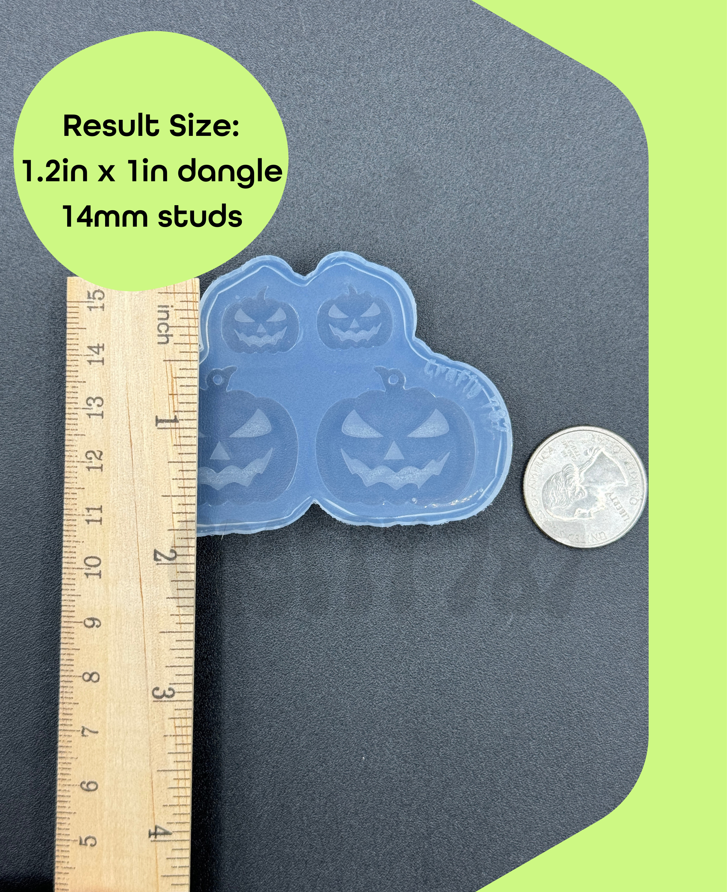 Scary Pumpkin Face Dangle Earring Silicone Mold (D5)
