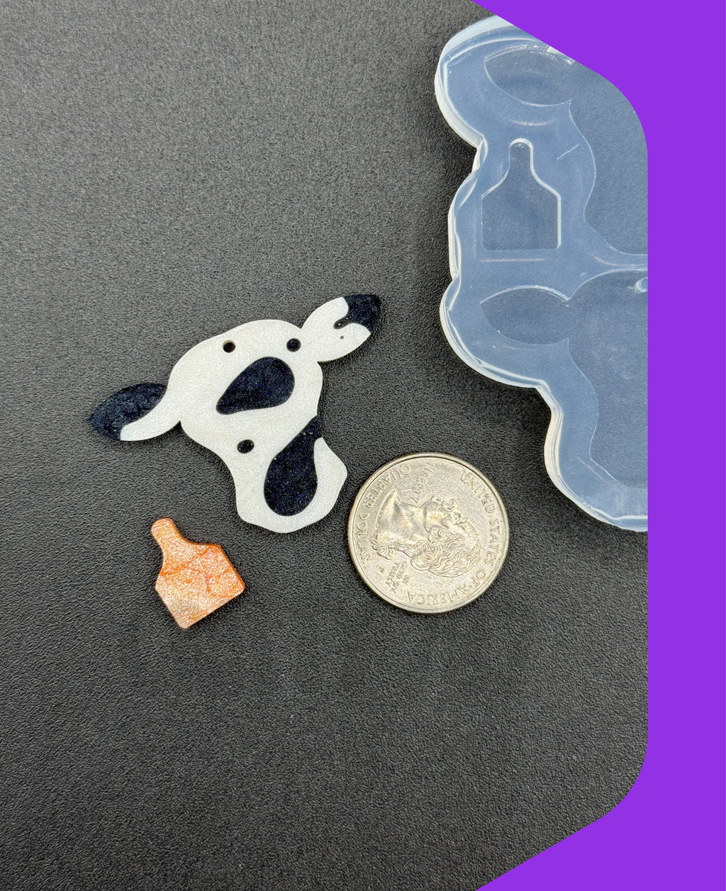 Cow Face Dangle Earring Silicone Mold With Cow Tag (C15)