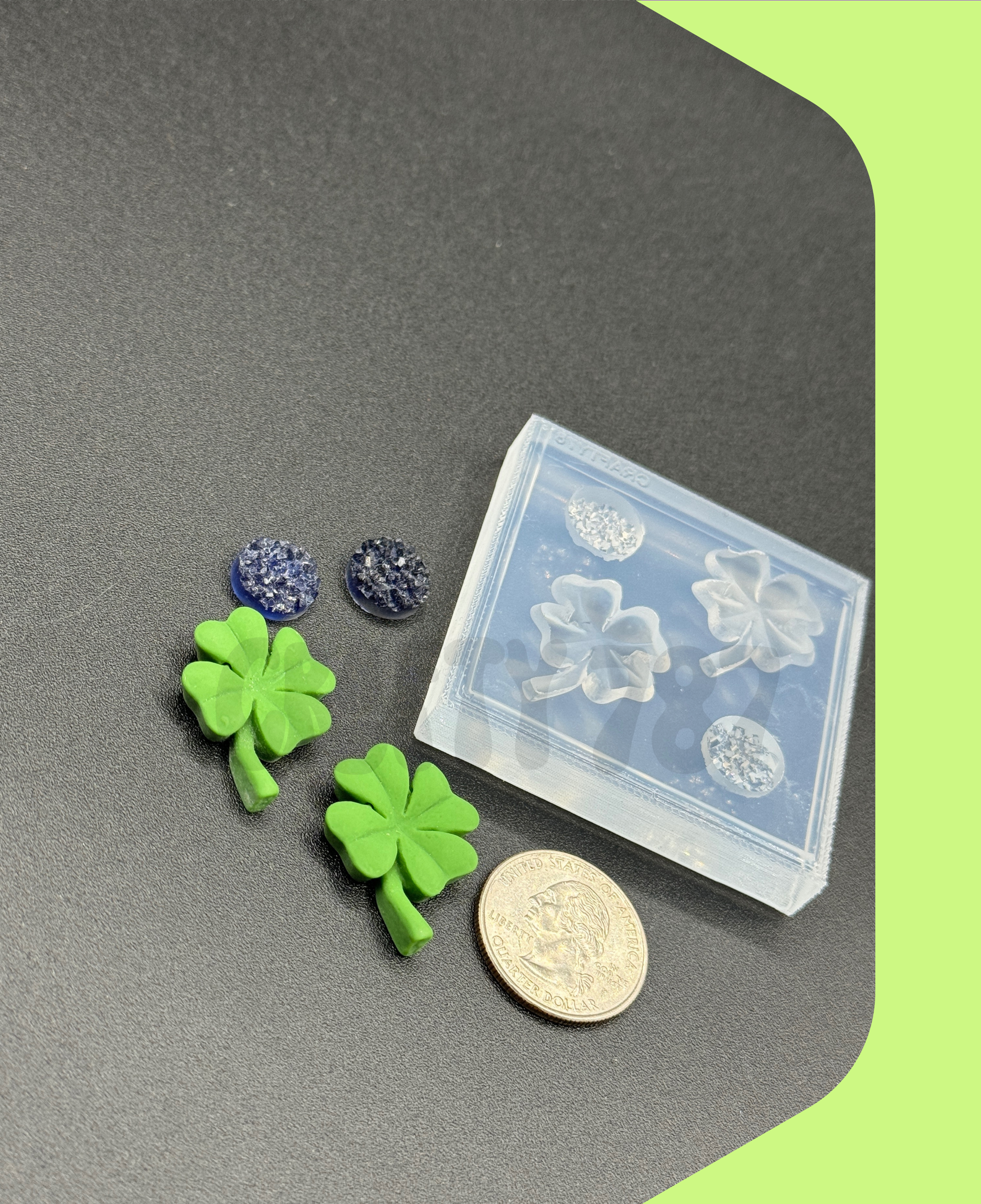 Clover with Druzy Silicone Mold (d15)