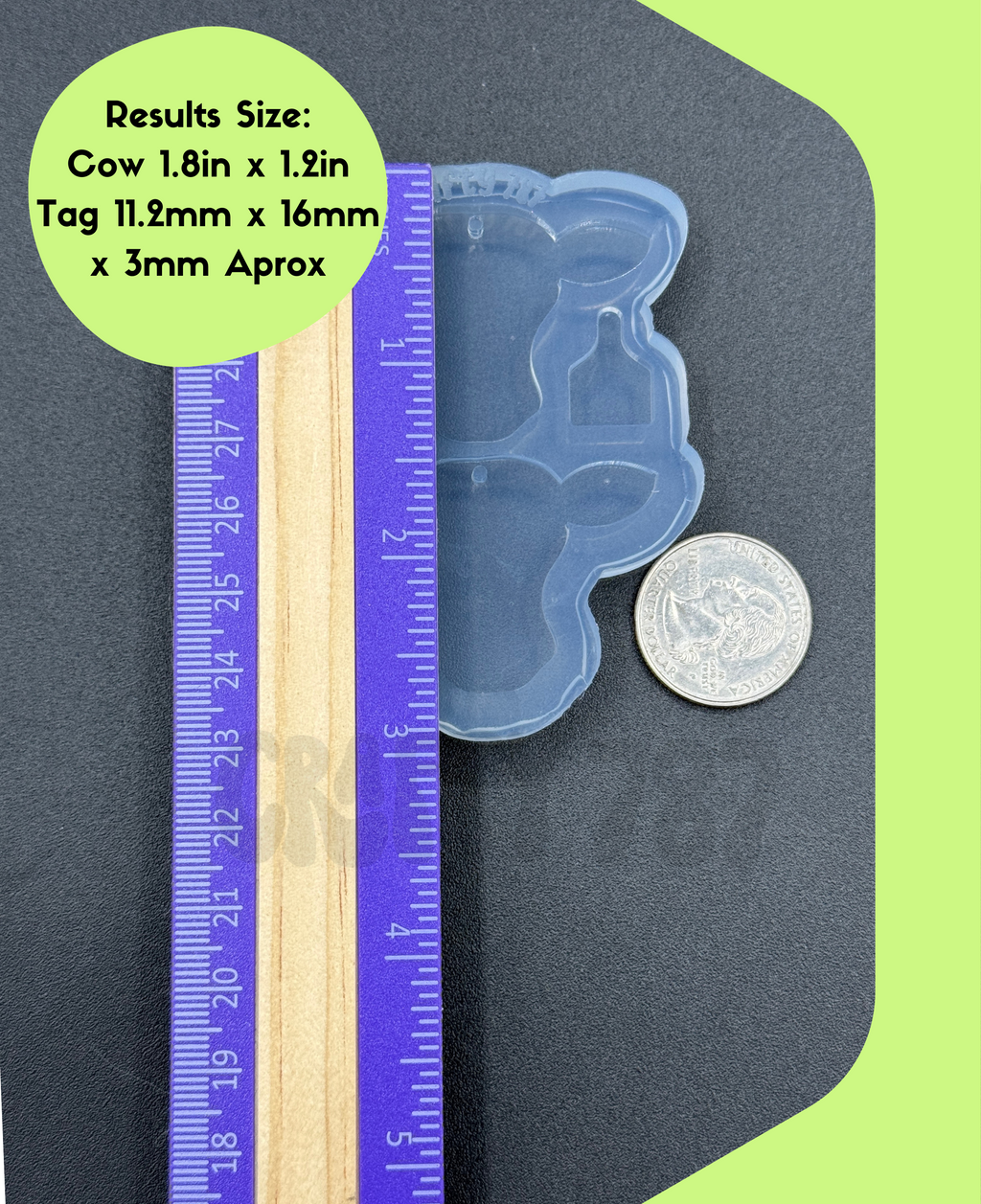 Cow Face Dangle Earring Silicone Mold With Cow Tag (C15)
