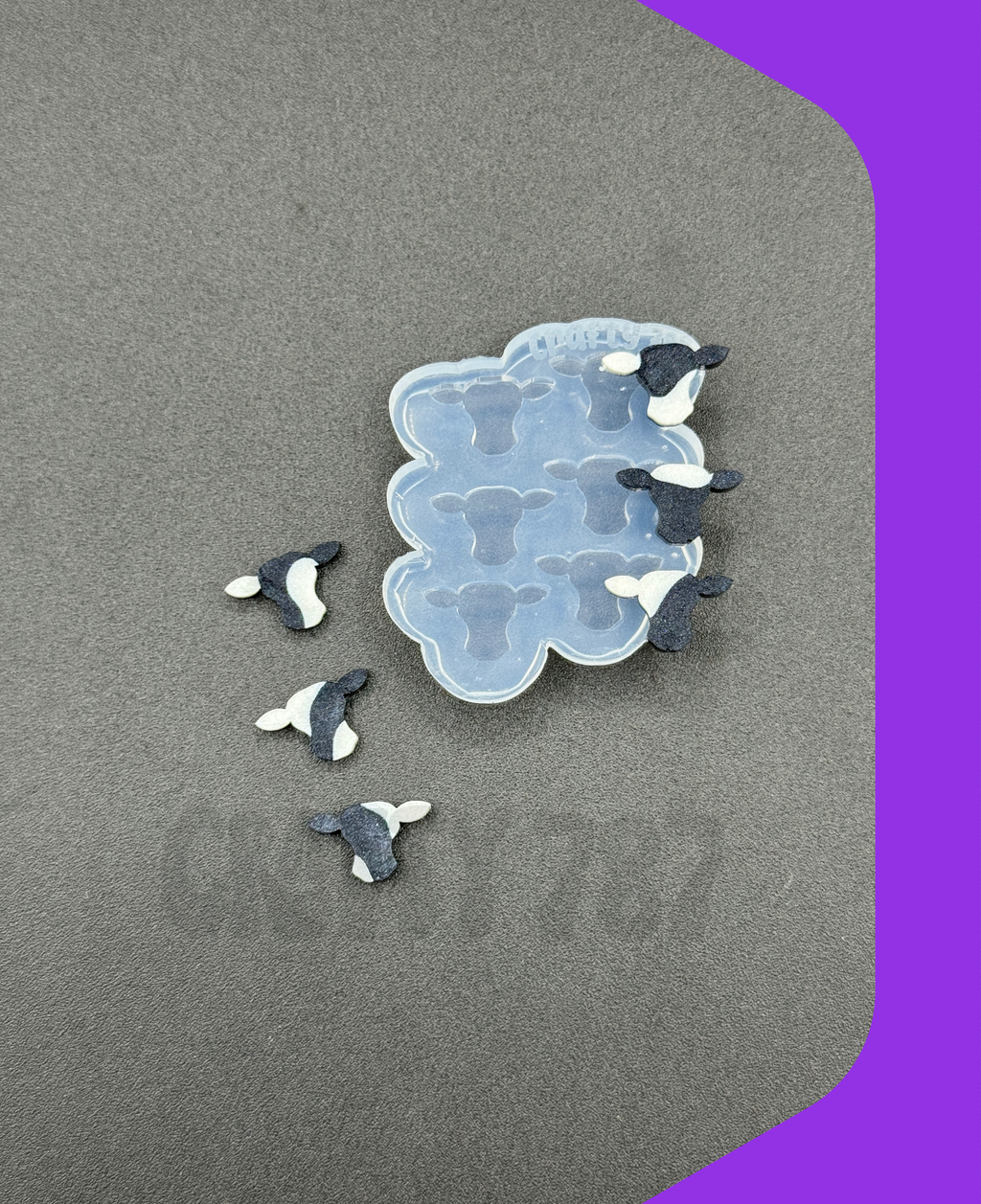 Cow Face Stud Earring Silicone Mold (A15)