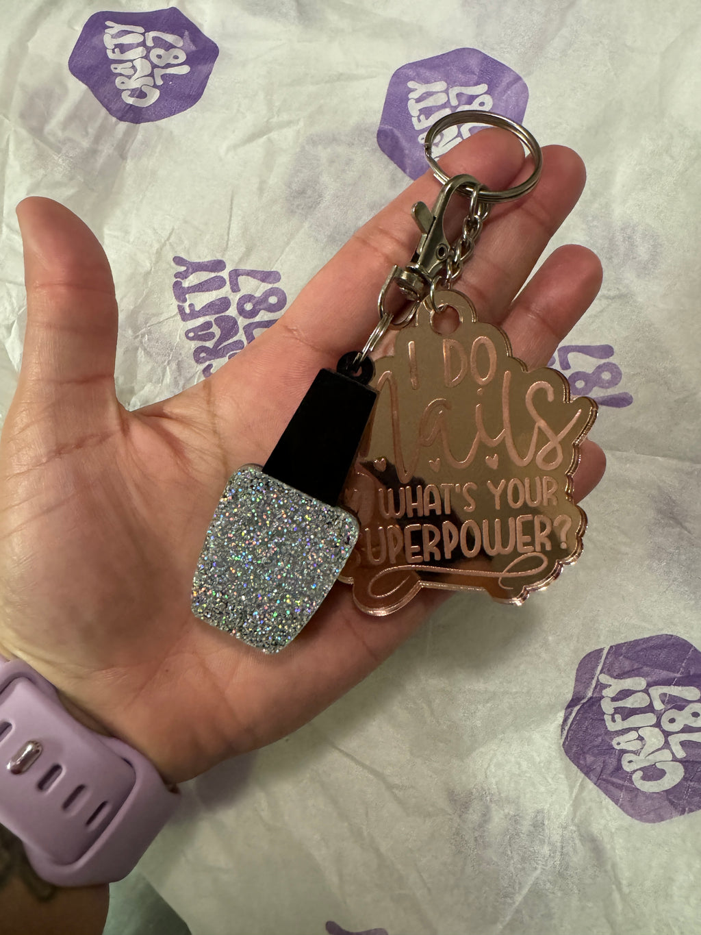 NAIL TAP KEYCHAIN + Keychain Decor Phrase