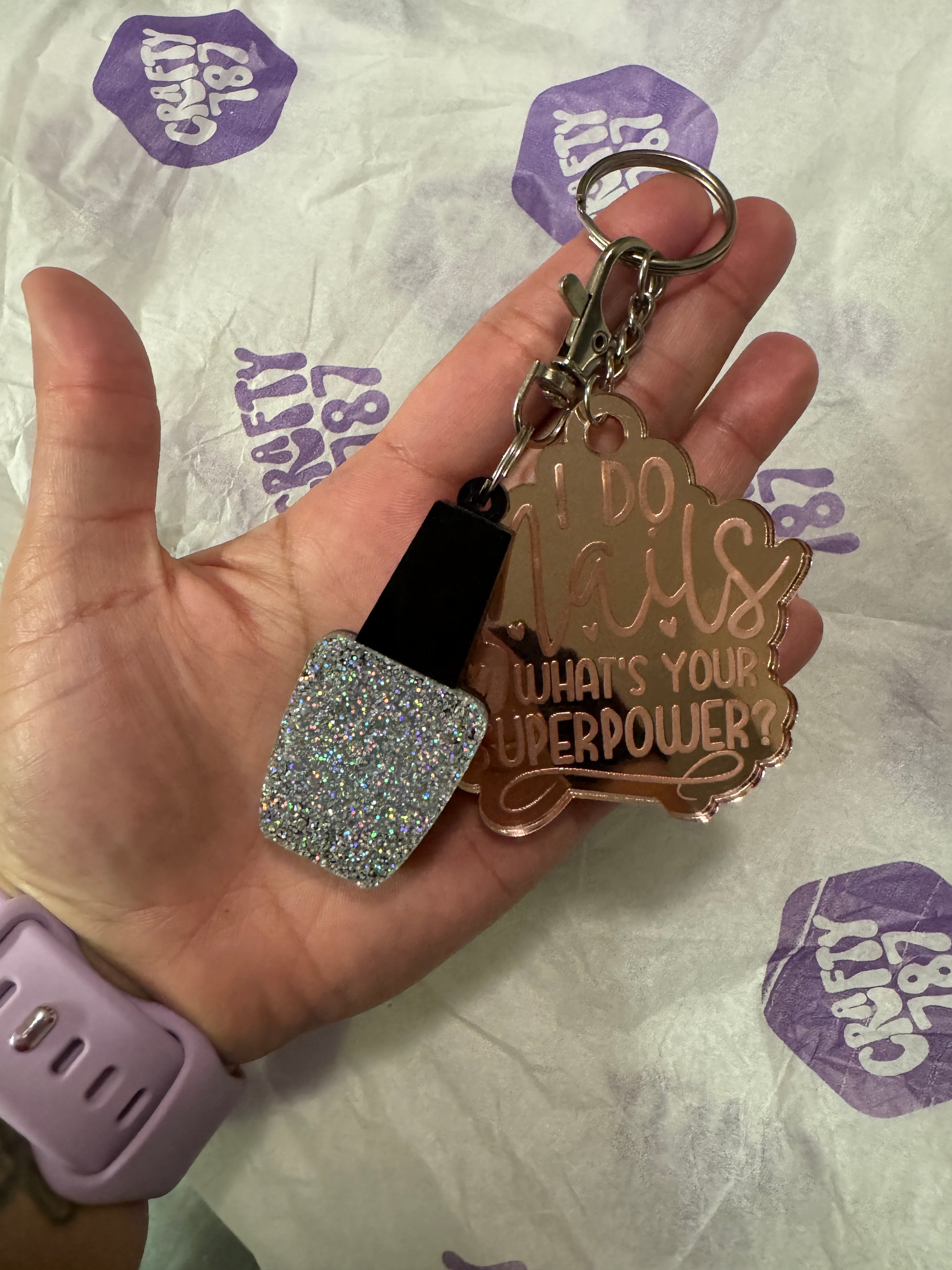 NAIL TAP KEYCHAIN + Keychain Decor Phrase