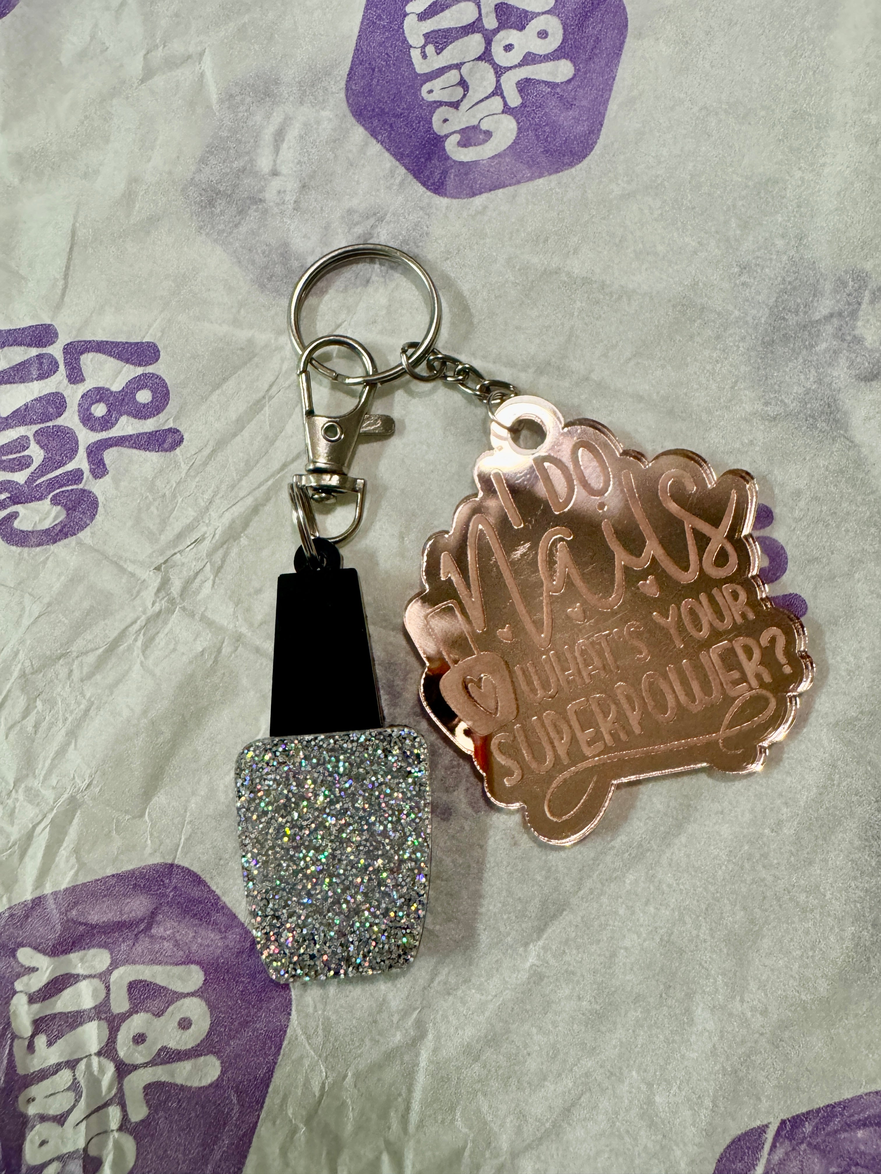 NAIL TAP KEYCHAIN + Keychain Decor Phrase