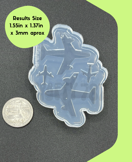 Airplane Dangle Earring Silicone Mold (C14)