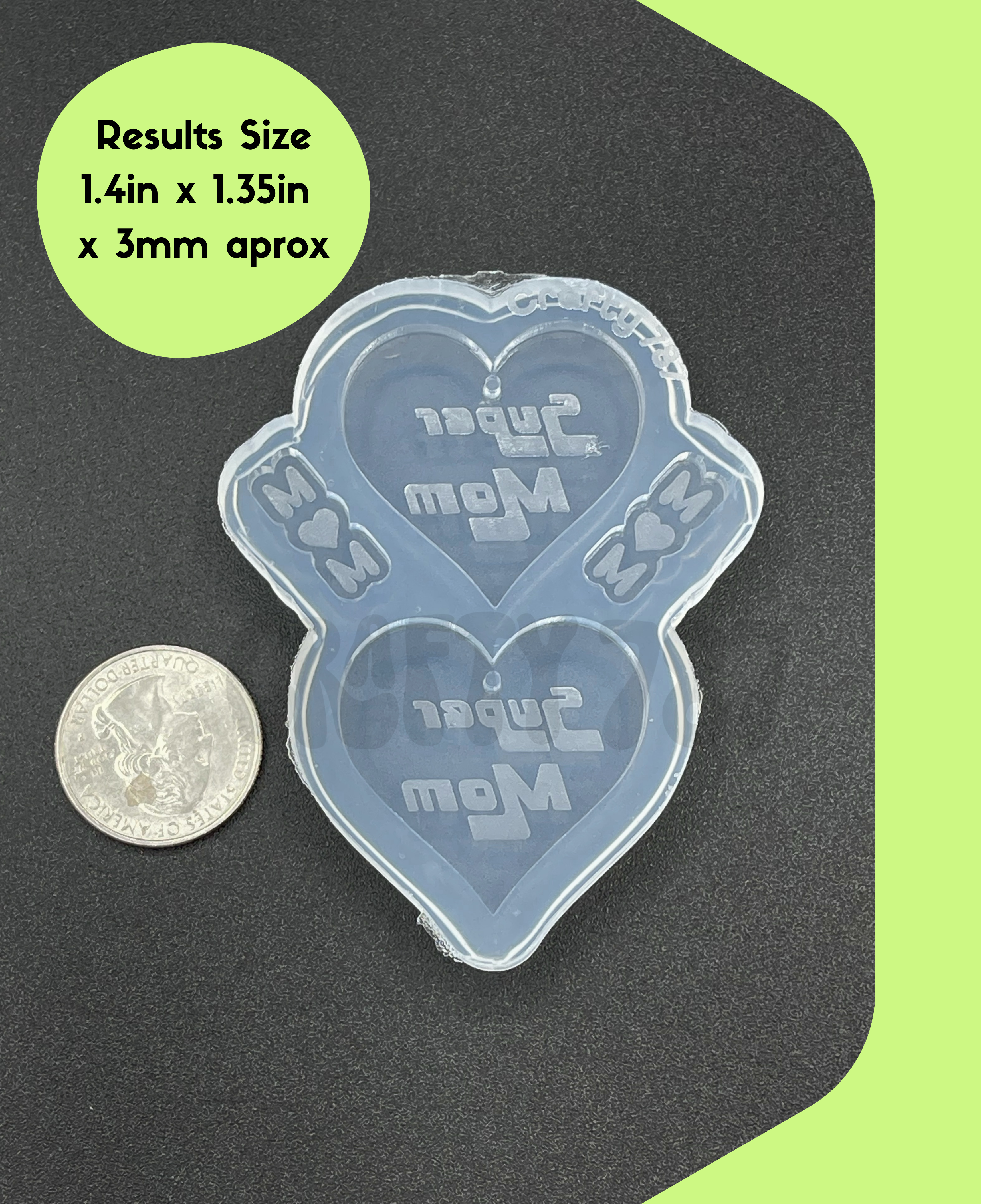 Super Mom Dangle Earring Silicone Mold (C15)