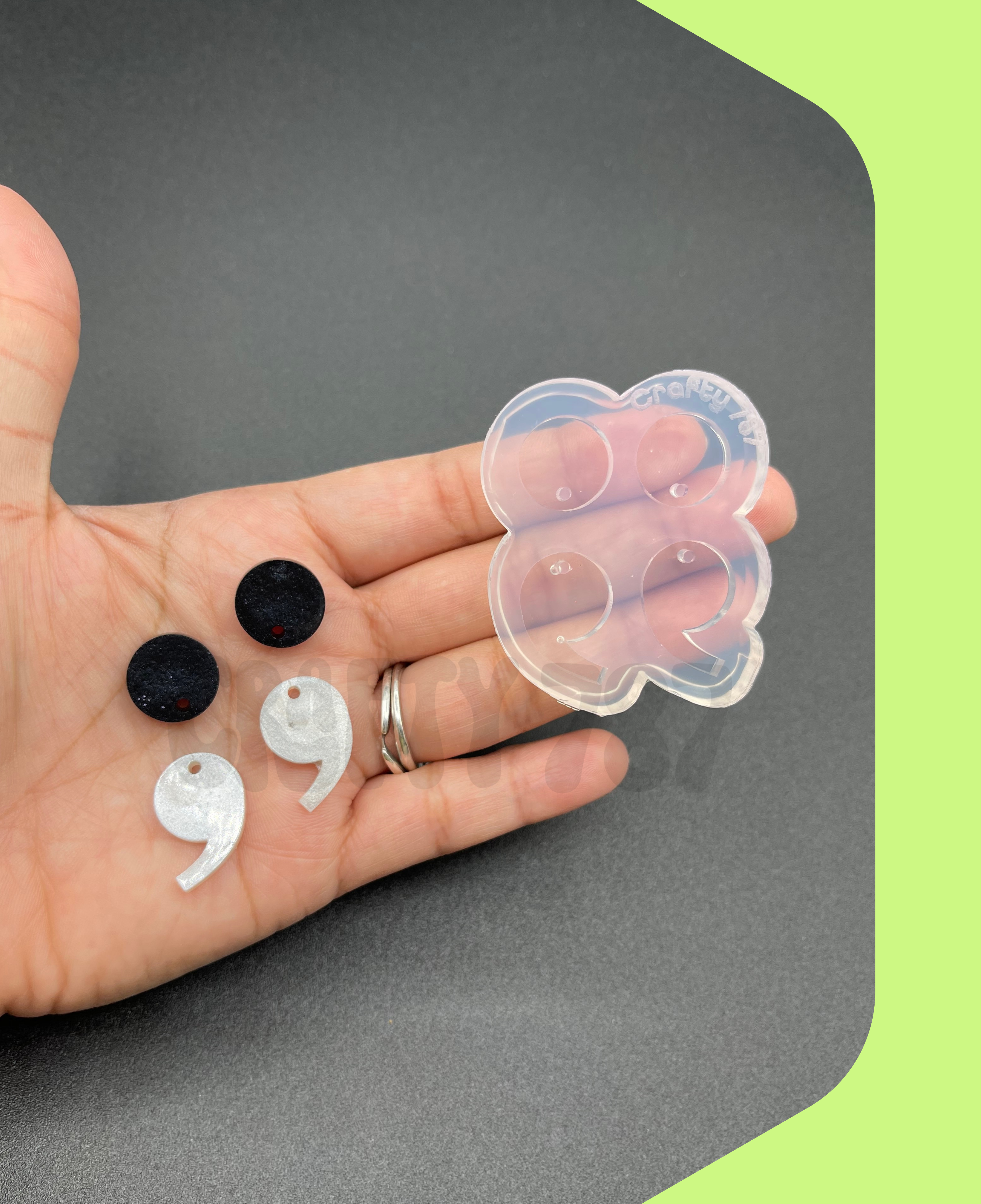 Semi Colon Dangle Earring Silicone Mold, Mental Health Awareness Mold (B14)