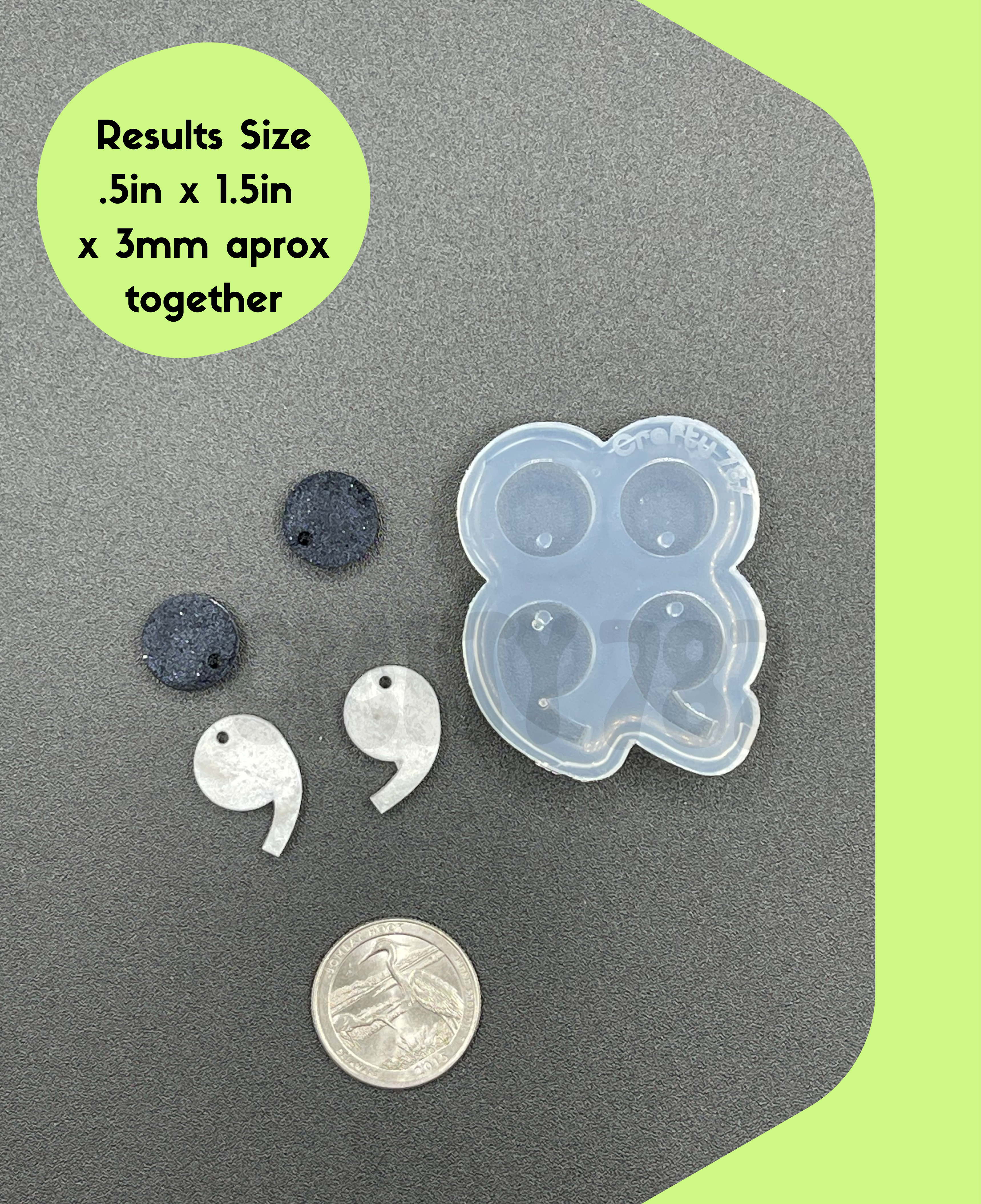 Semi Colon Dangle Earring Silicone Mold, Mental Health Awareness Mold (B14)