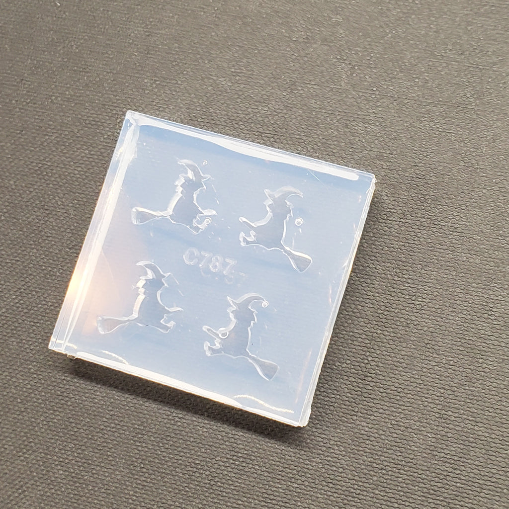 Witch on Broom Stud Earring Mold(A5)