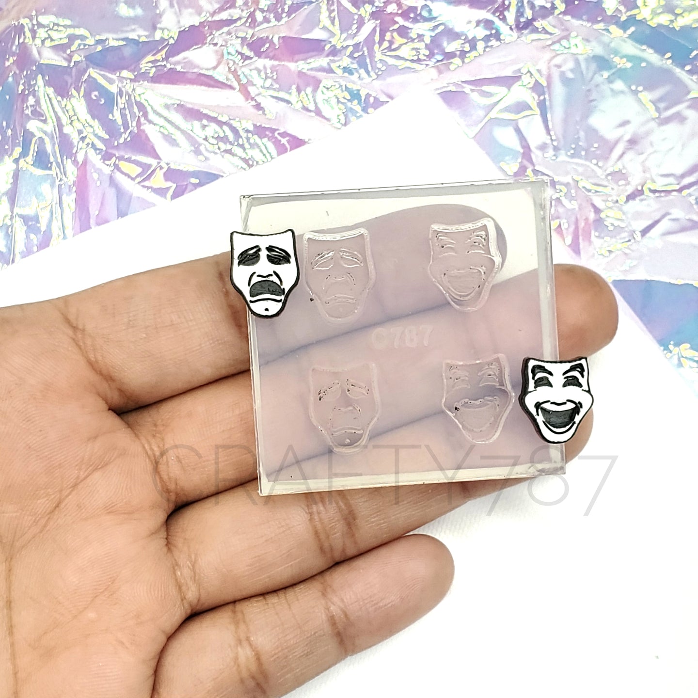 Drama Masks Stud Earrings Silicone Mold(A12)