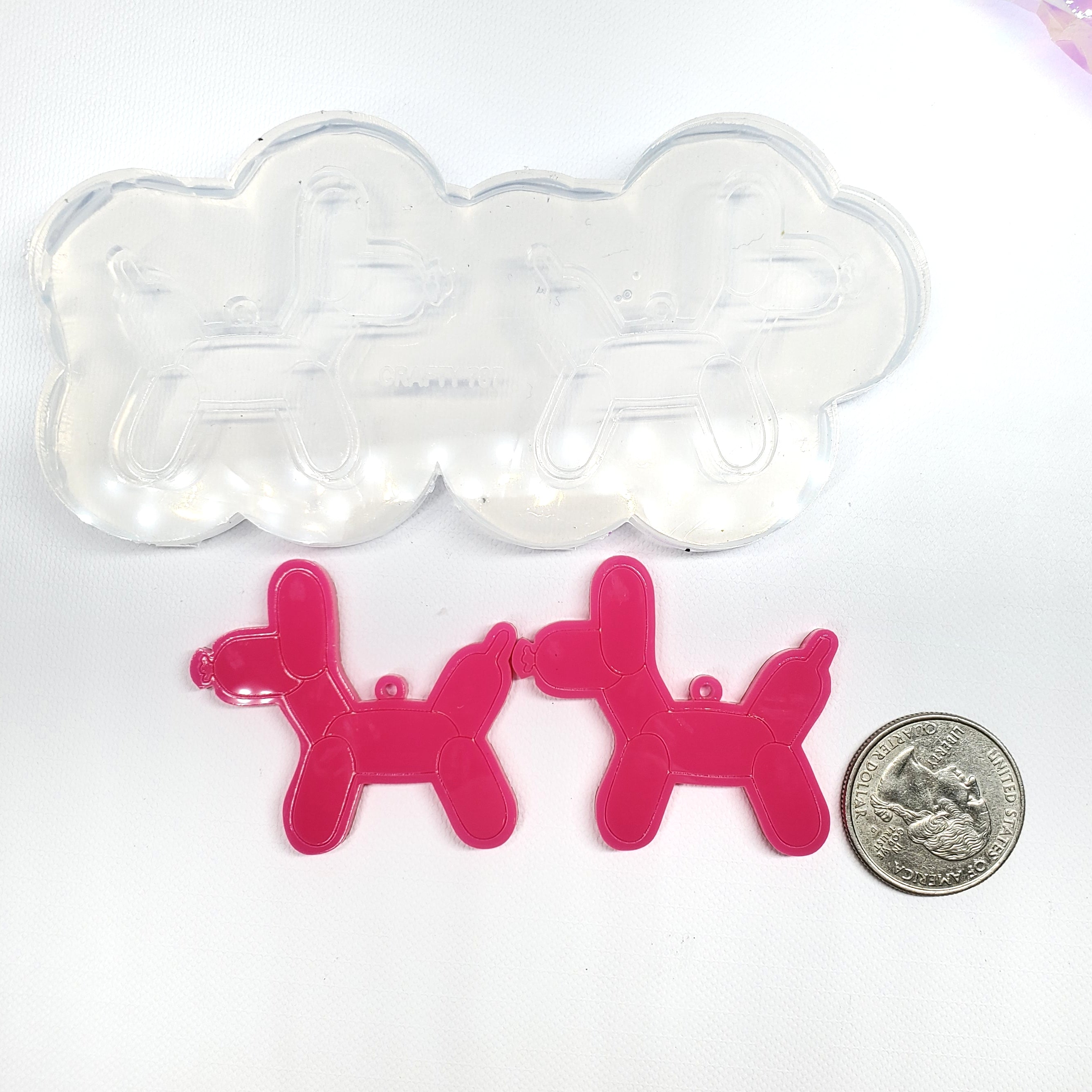 Balloon Dog Dangle Earrings Silicone Mold with Loop Hole(C2)