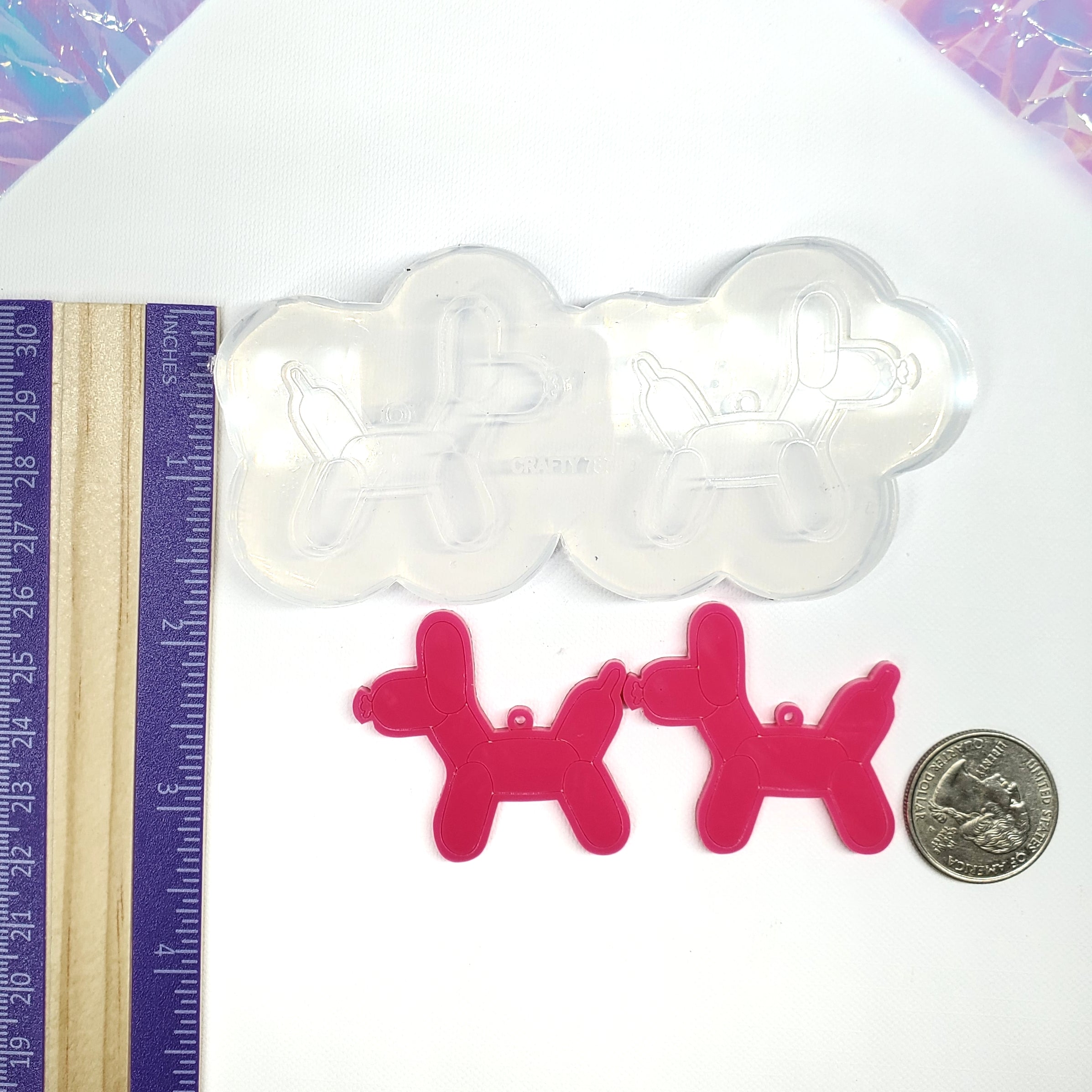 Balloon Dog Dangle Earrings Silicone Mold with Loop Hole(C2)