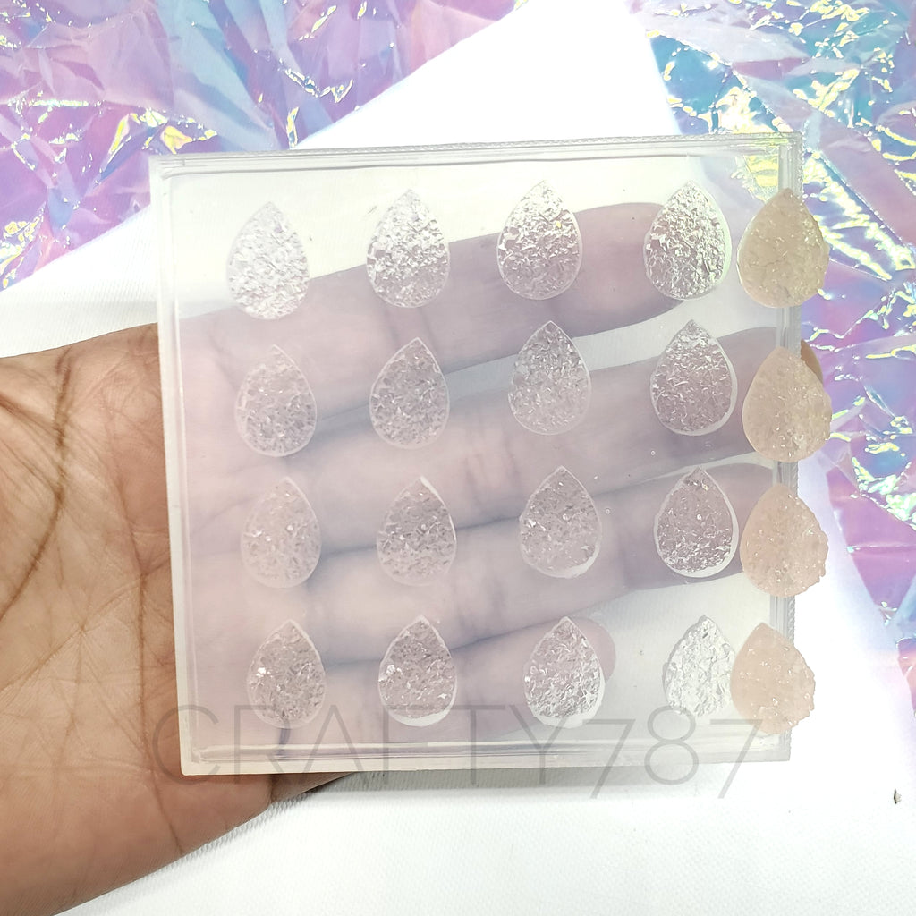 Tear Drop Druzy Silicone Mold 10mmx14mm, 8 Pairs(B1)