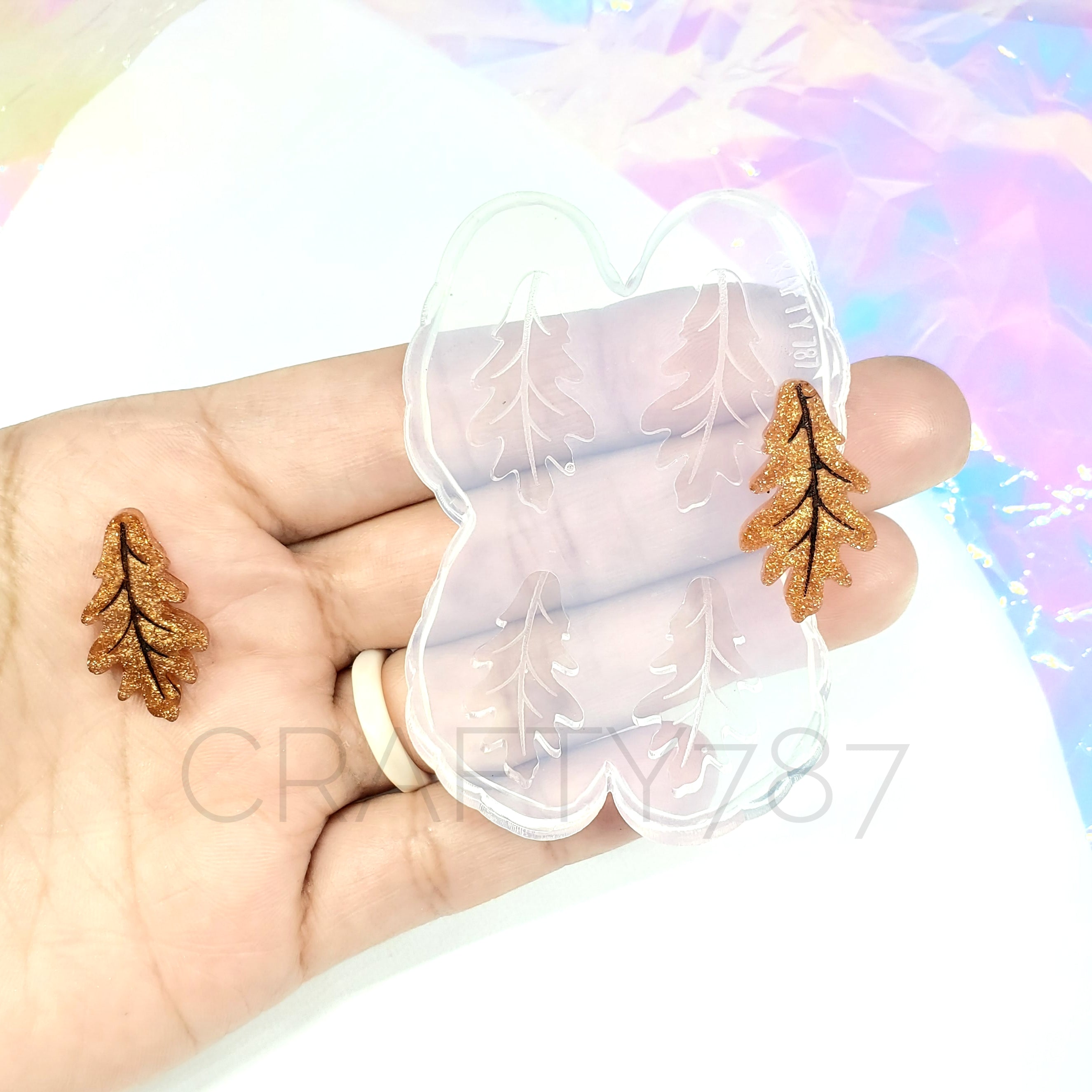 Fall Leaf Common Oak Stud Earring Silicone Mold(A9)