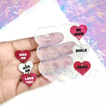 Load image into Gallery viewer, Heart Candy with Words Dangle Earring Mold (D2)
